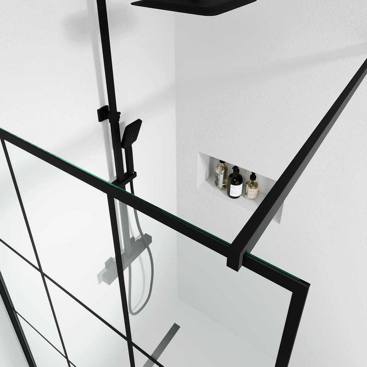 Sandefjord, Shower Wall, Glass Framed - 90 cm - MASTERSTORE - 8595677180480 - Shower Wall - 42 - 090 - 08 - 02 - 00 - 8595677180480