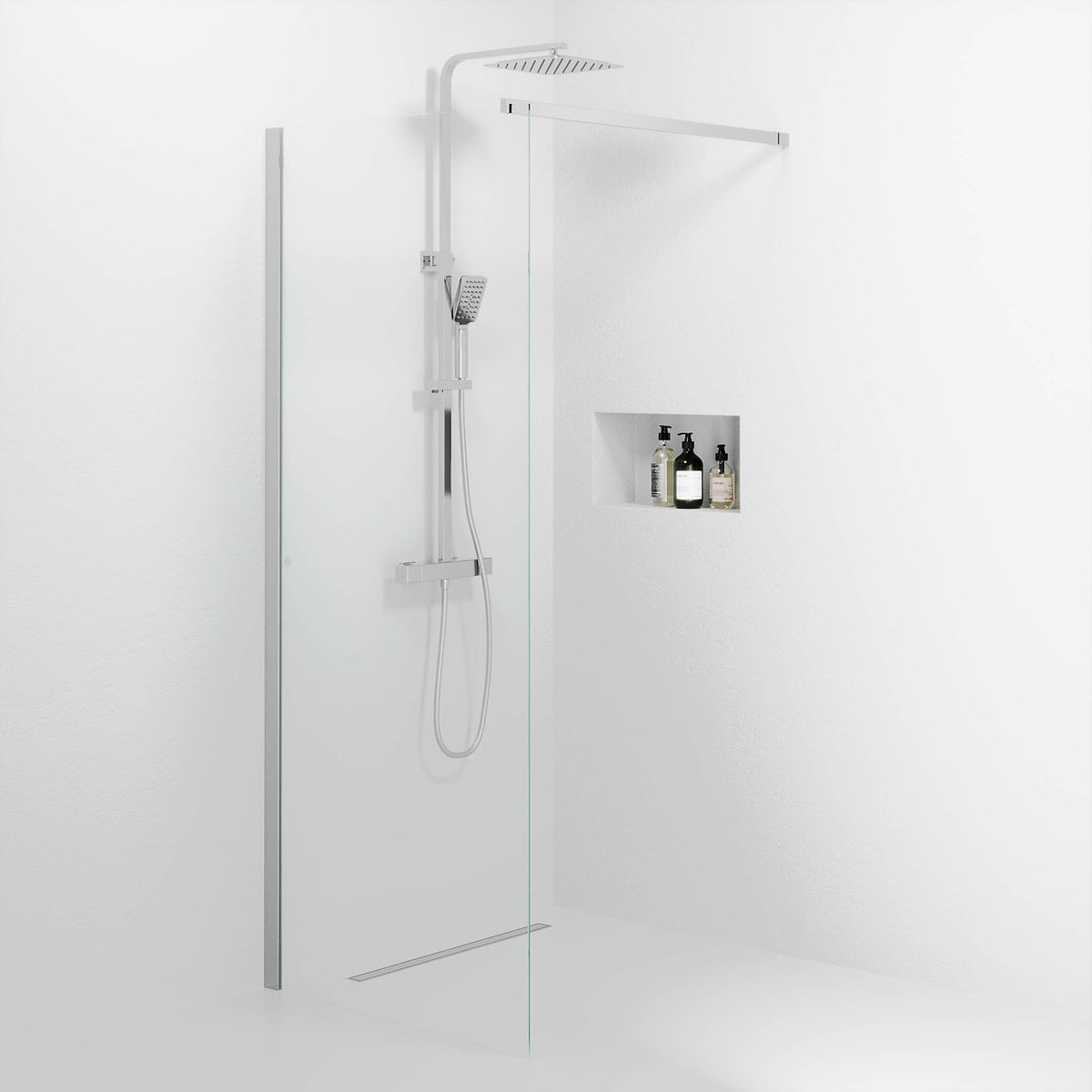 Sandefjord, Shower Wall, Clear/Chrome - 80 cm - MASTERSTORE - 8595677180497 - Shower Wall - 42 - 080 - 07 - 60 - 00 - 8595677180497