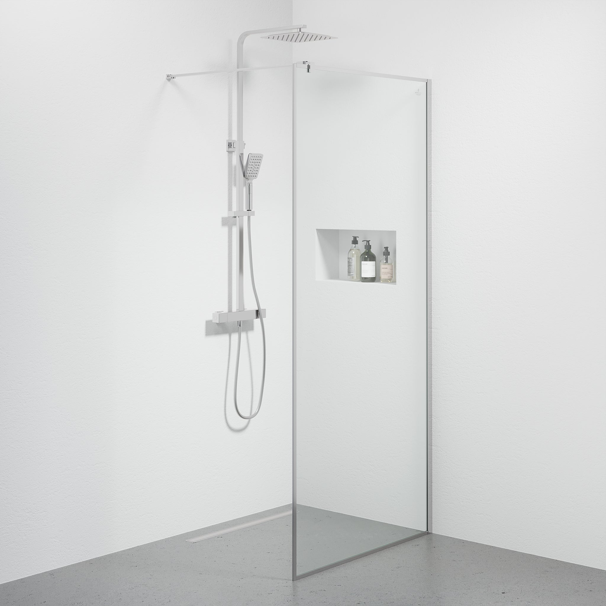 Fast duschvägg med stabiliseringsstag 90x190 cm - 5 mm klarglas - kromprofil - Tulsa - Duschväggar - Tulsa, Shower Wall, Chrome - 90 cm - MASTERSTORE - 8595677180794 - Shower Wall - 42 - 090 - 13 - 60 - 02 - 8595677180794 -