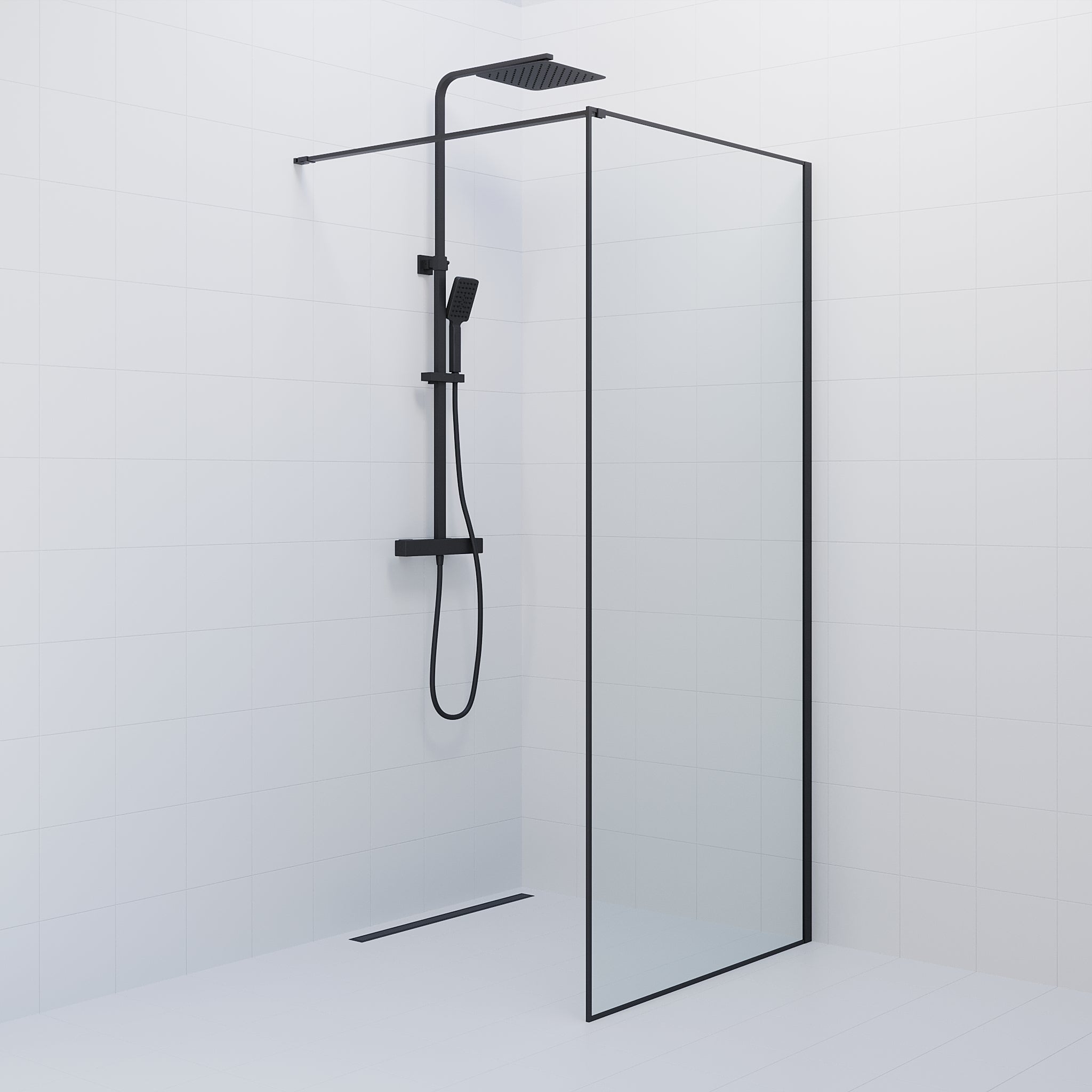 Tulsa, Shower Wall, Black Mat - 90 cm - MASTERSTORE - 8595677180800 - Shower Wall - 42 - 090 - 13 - 02 - 02 - 8595677180800