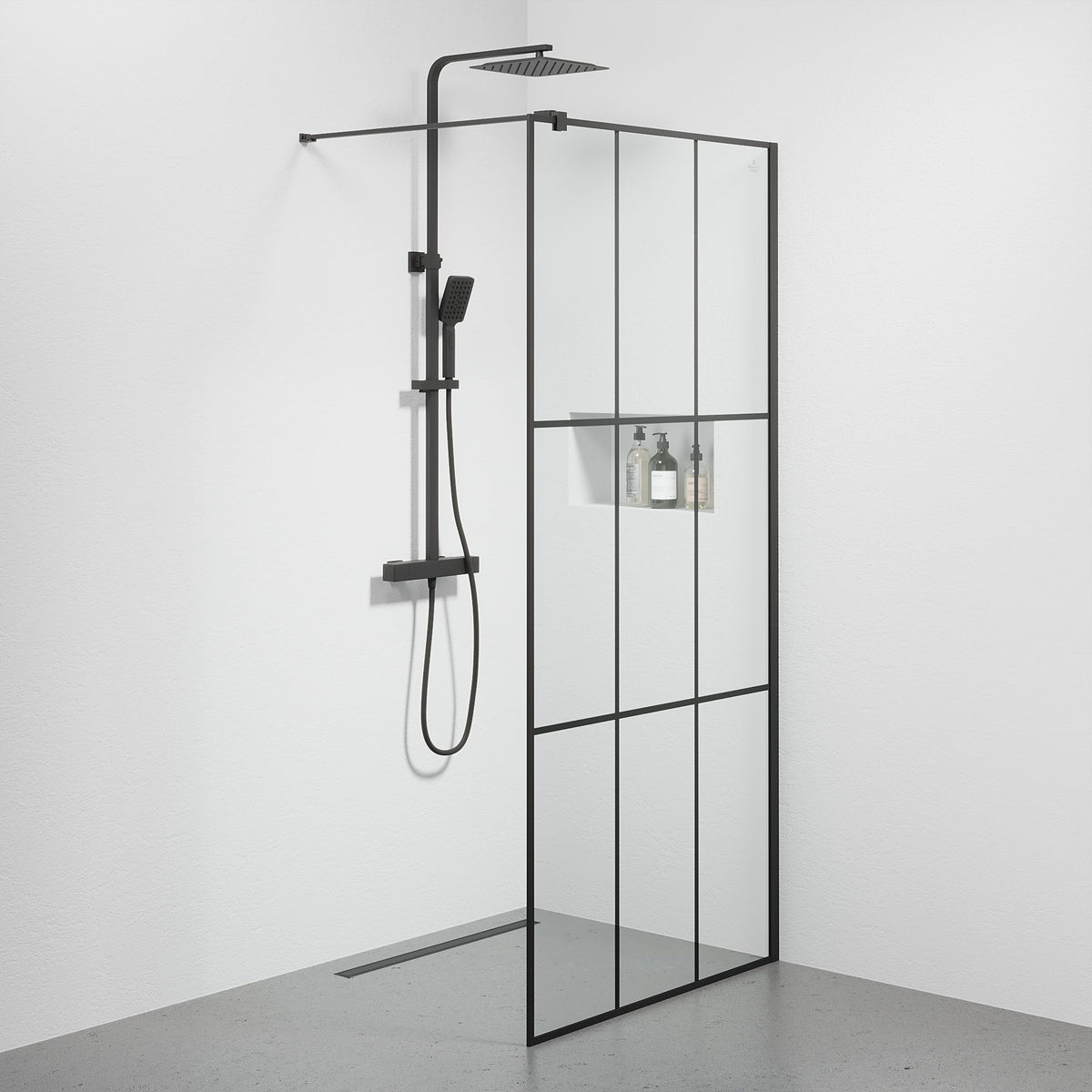Tulsa, Shower Wall, Black Mat - 90 cm - MASTERSTORE - 8595677180817 - Shower Wall - 42 - 090 - 14 - 02 - 02 - 8595677180817