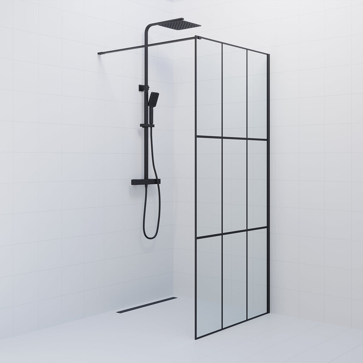 Tulsa, Shower Wall, Black Mat - 90 cm - MASTERSTORE - 8595677180817 - Shower Wall - 42 - 090 - 14 - 02 - 02 - 8595677180817
