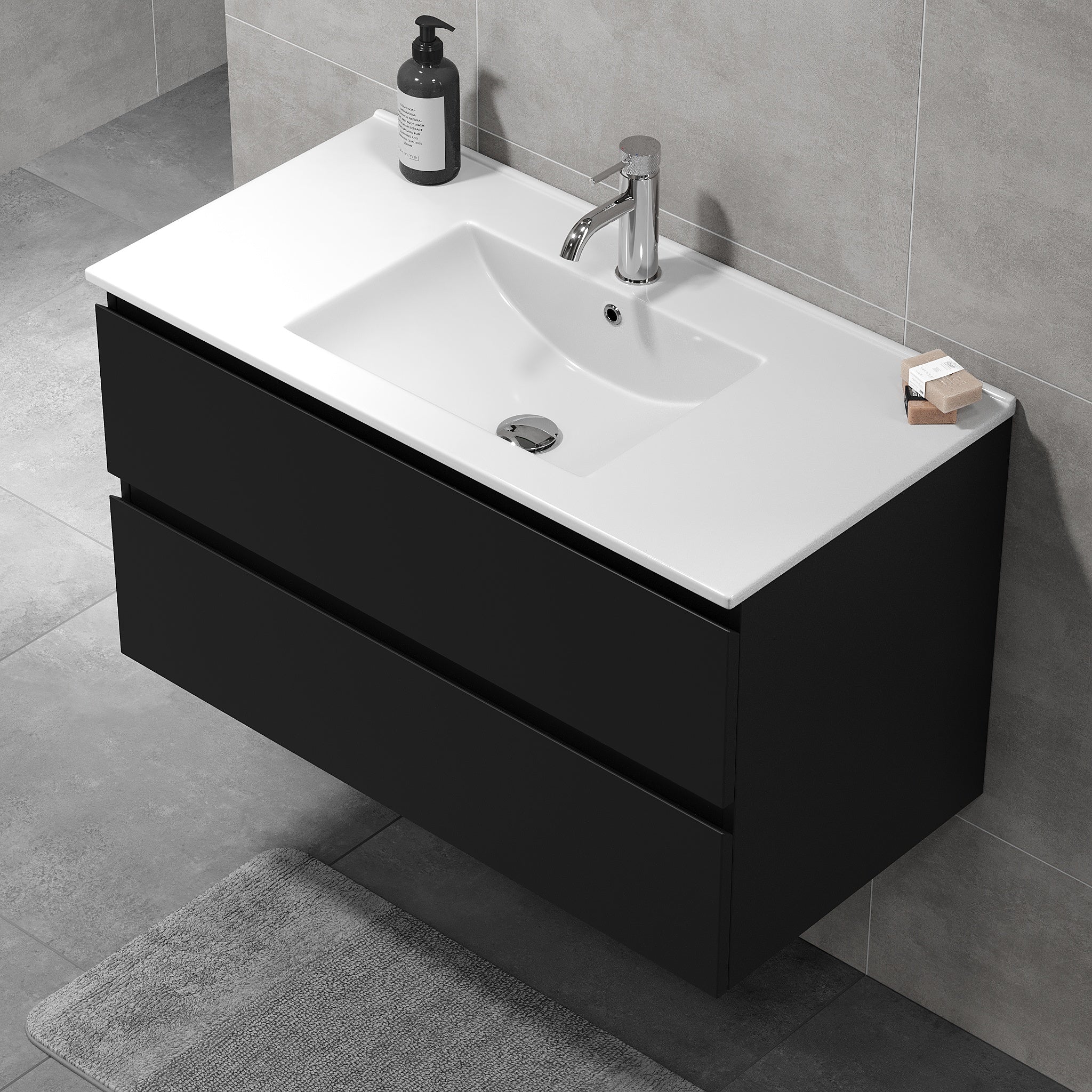 Kenwood, Furniture Set - Basin & Cabinet, Black Mat - 61 cm - MASTERSTORE - 8595677181036 - Furniture Set - Code - 80-060-04-02-01 - 8595677181036