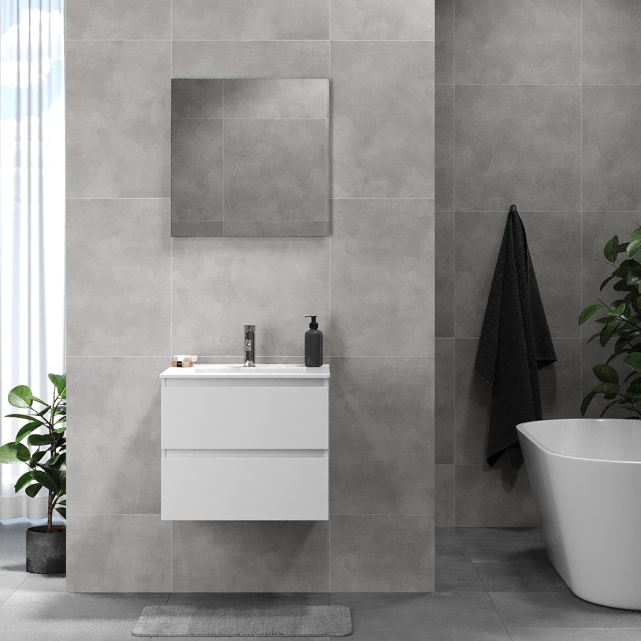 Kenwood, Furniture Set - Basin & Cabinet, White Mat - 91 cm - MASTERSTORE - 8595677181081 - Furniture Set - Code - 80-090-04-01-01 - 8595677181081