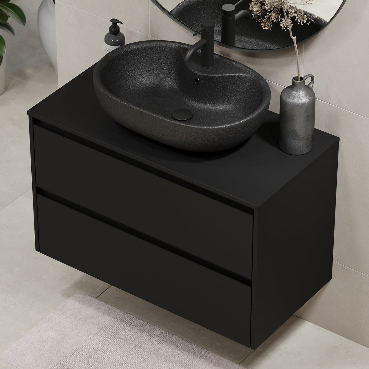 Seiland, Furniture Set - Basin & Cabinet, Black Mat - 60 cm - MASTERSTORE - 8595677183733 - Furniture Set - Code - 83-060-12-02-40 - 8595677183733