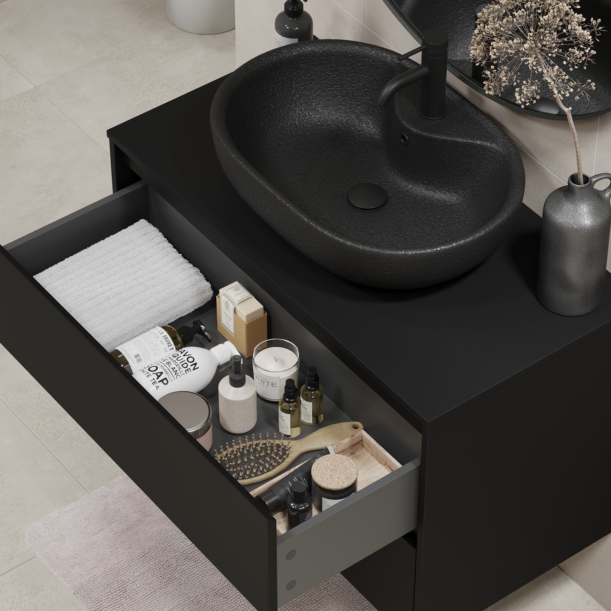 Seiland Badrumsmöbel, Svart Matt