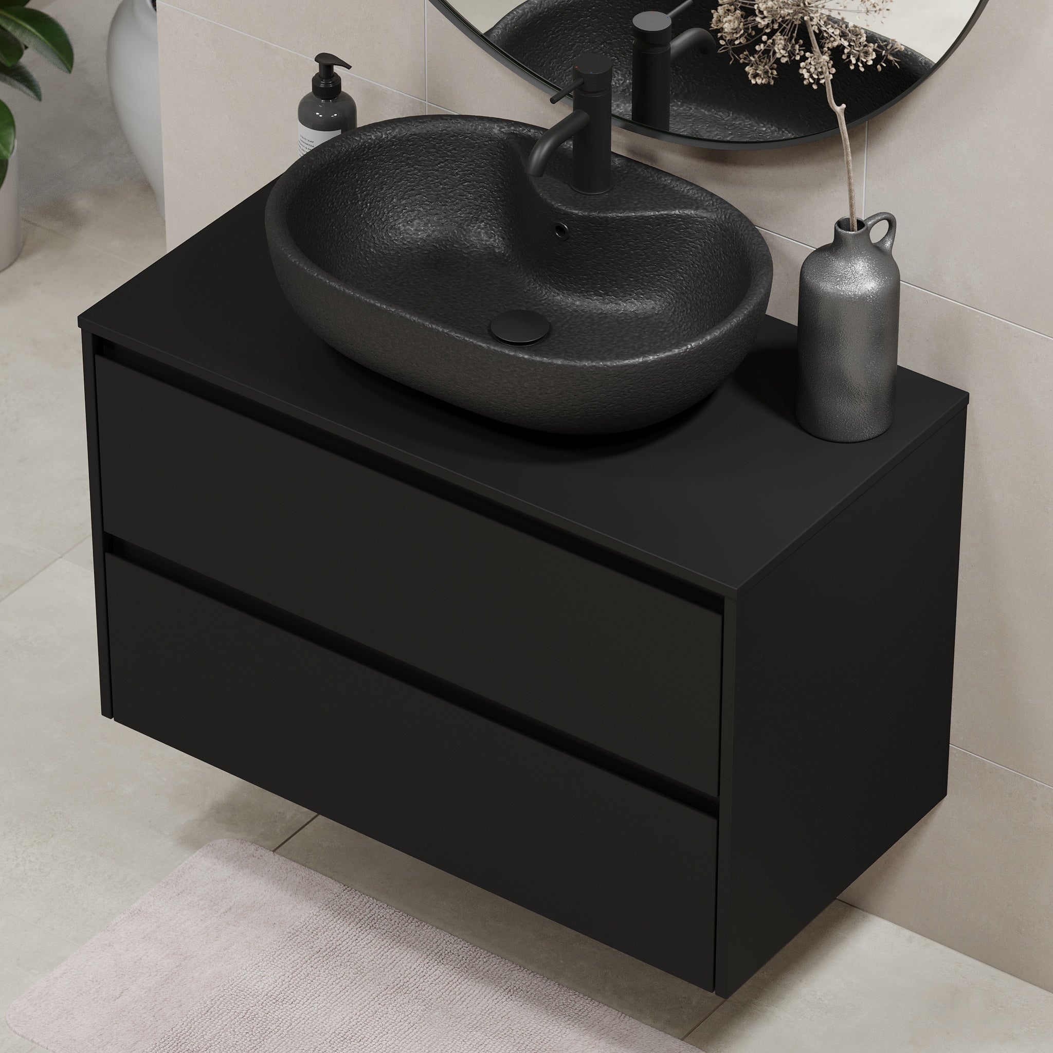 Seiland, Furniture Set - Basin & Cabinet, Black Mat - 90 cm - MASTERSTORE - 8595677183740 - Furniture Set - Code - 83-090-12-02-40 - 8595677183740