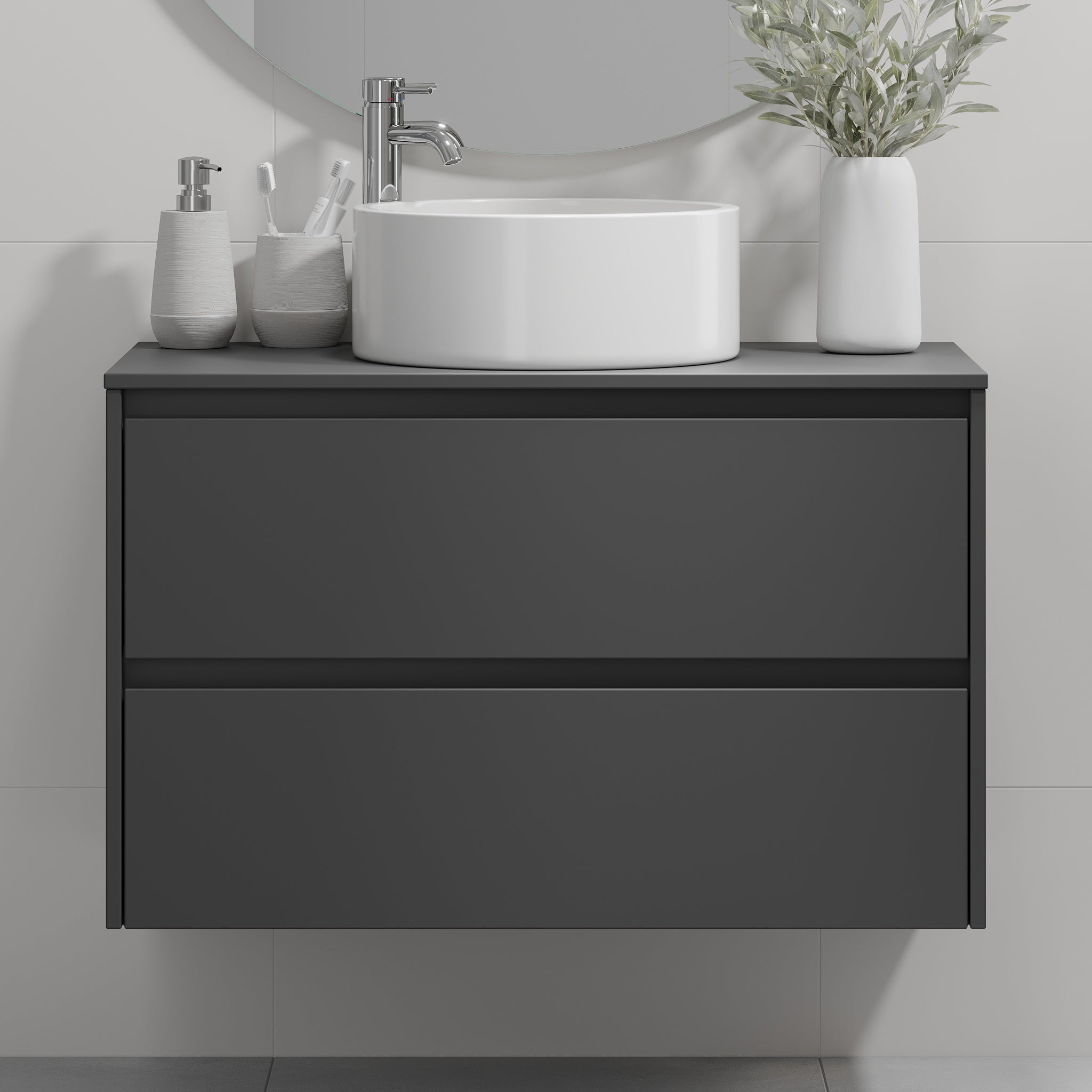 Lofoten, Furniture Set - Basin & Cabinet, Black Mat - 60 cm - MASTERSTORE - 8595677183887 - Furniture Set - Code - 83-060-42-02-40 - 8595677183887