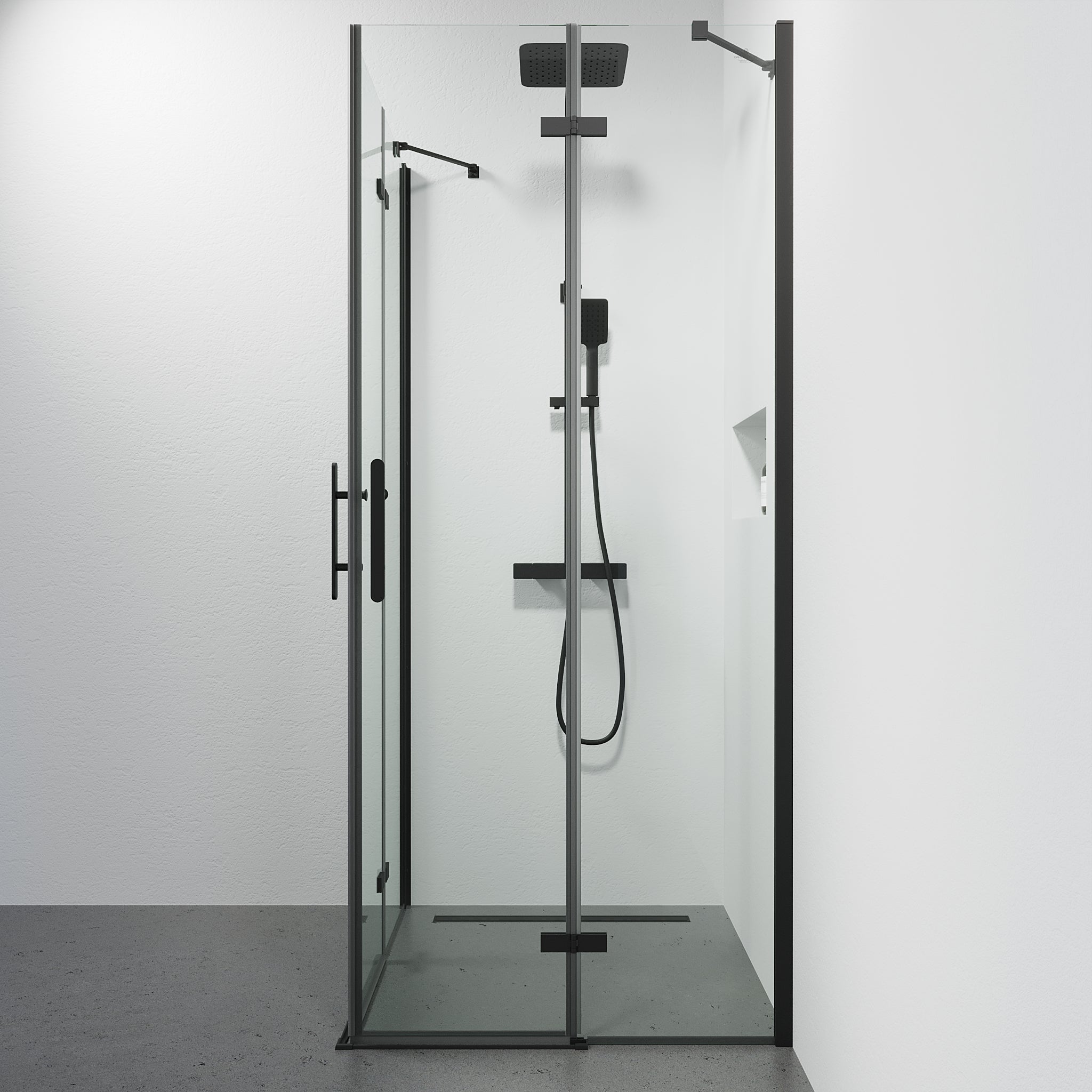 Rämen, Shower Enclosure, Black Mat - 80 cm - MASTERSTORE - 8595677184068 - Shower Enclosure - 42 - 080 - 01 - 02 - 02 - 8595677184068