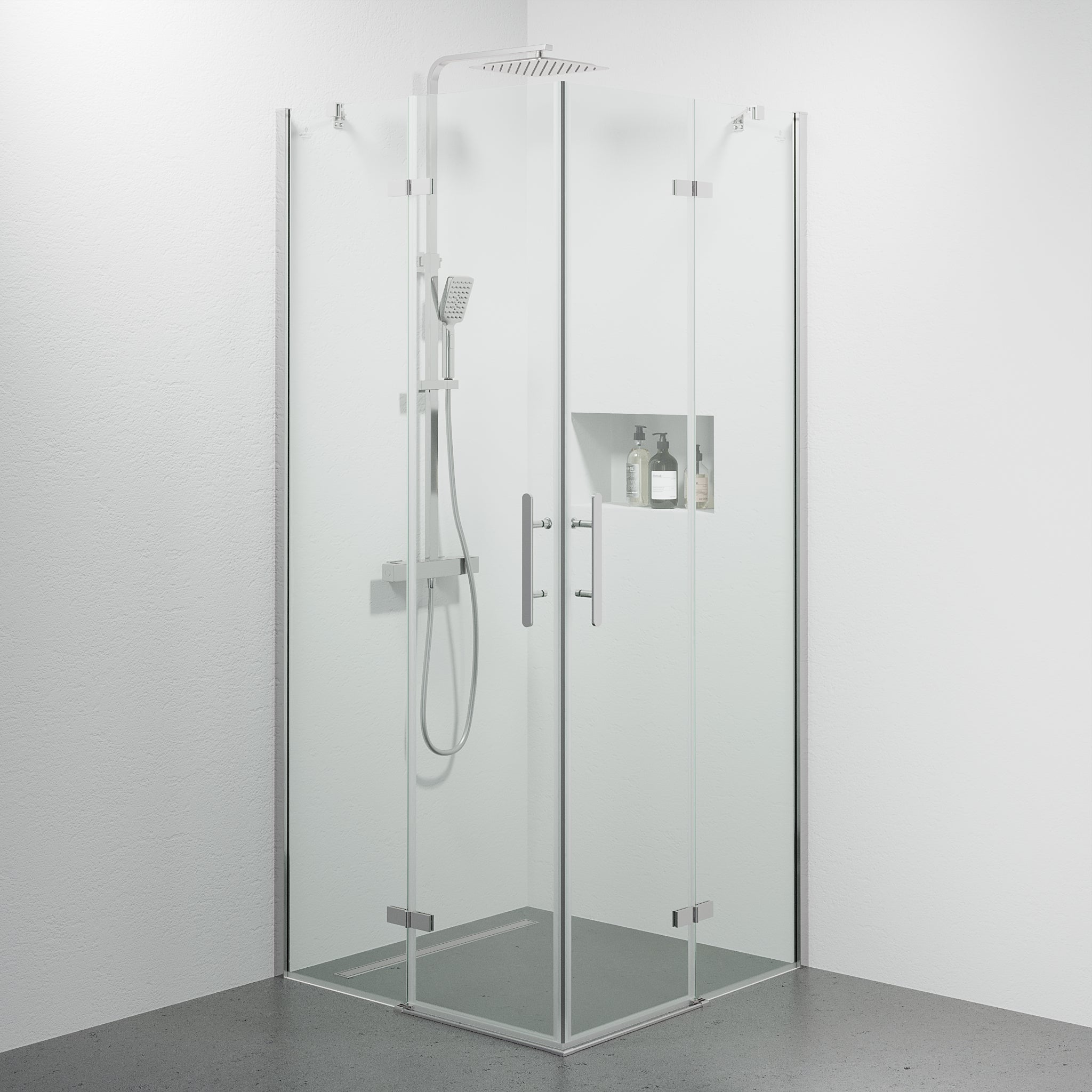 Duschhörna fyrkantig 90x90x200 cm - 5 mm klart nanoglas - kromprofil - Rämen - Duschhörn - Rämen, Shower Enclosure, Chrome - 90 cm - MASTERSTORE - 8595677184075 - Shower Enclosure - 42 - 090 - 01 - 60 - 02 - 8595677184075 -