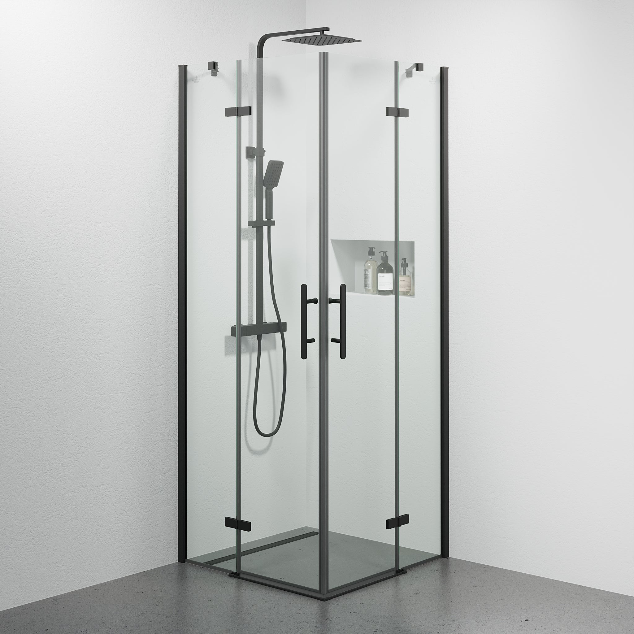 Rämen, Shower Enclosure, Black Mat - 90 cm - MASTERSTORE - 8595677184082 - Shower Enclosure - 42 - 090 - 01 - 02 - 02 - 8595677184082