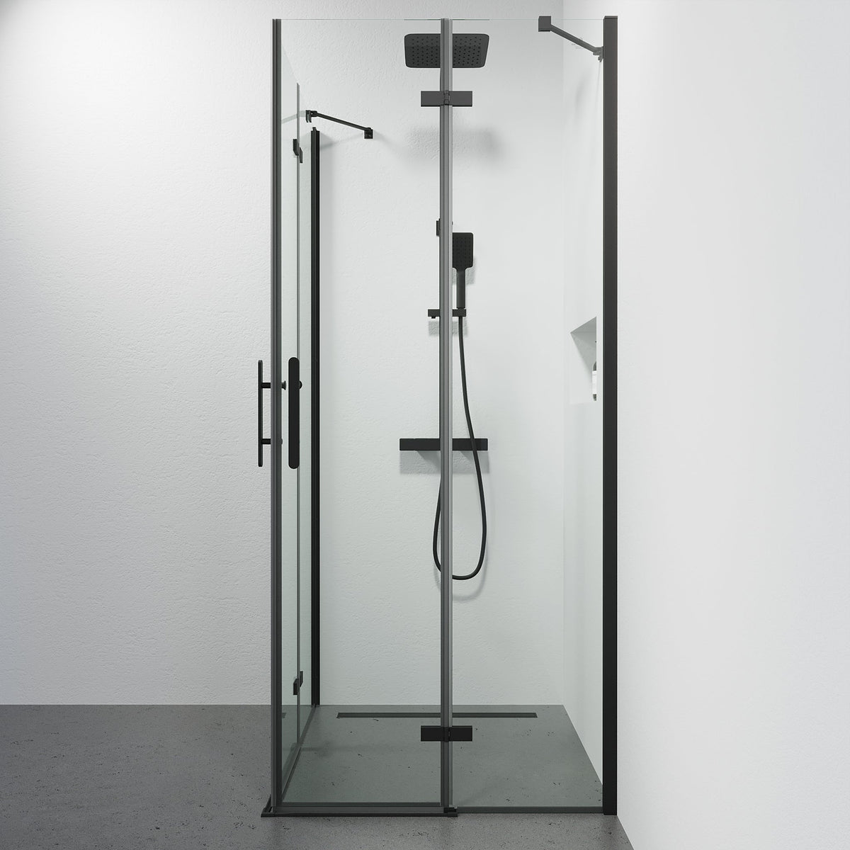 Rämen, Shower Enclosure, Black Mat - 90 cm - MASTERSTORE - 8595677184082 - Shower Enclosure - 42 - 090 - 01 - 02 - 02 - 8595677184082