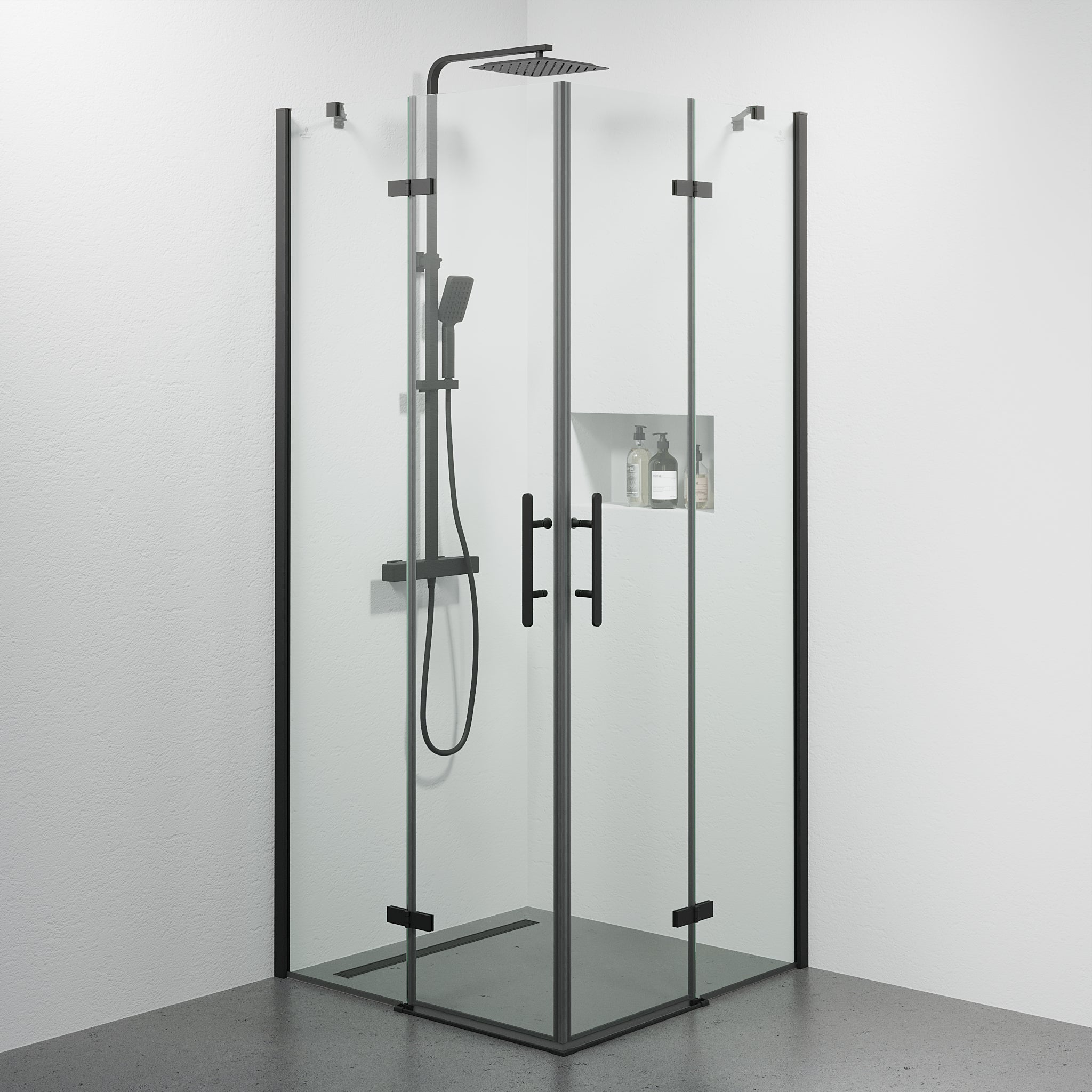 Rämen, Shower Enclosure, Black Mat - 90 cm - MASTERSTORE - 8595677184082 - Shower Enclosure - 42 - 090 - 01 - 02 - 02 - 8595677184082