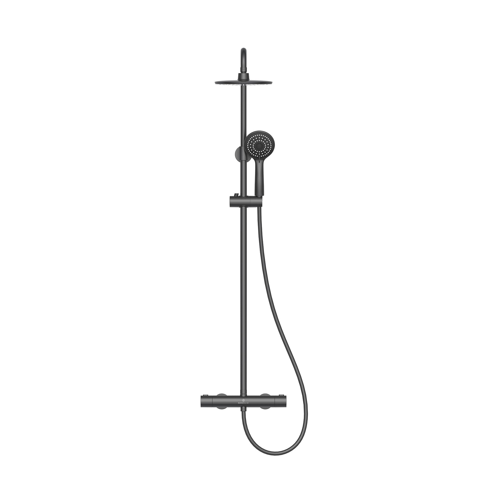 Takduschset med termostatblandare 150mm C/C - Ø200 mm takdusch, handdusch - mattsvart - Holly - Duschsystem - Holly, Shower Tube Set, Black Mat - 150 mm - MASTERSTORE - 8595677189476 - Shower Tube Set - 31 - 150 - 17 - 02 - 02 - 8595677189476 -