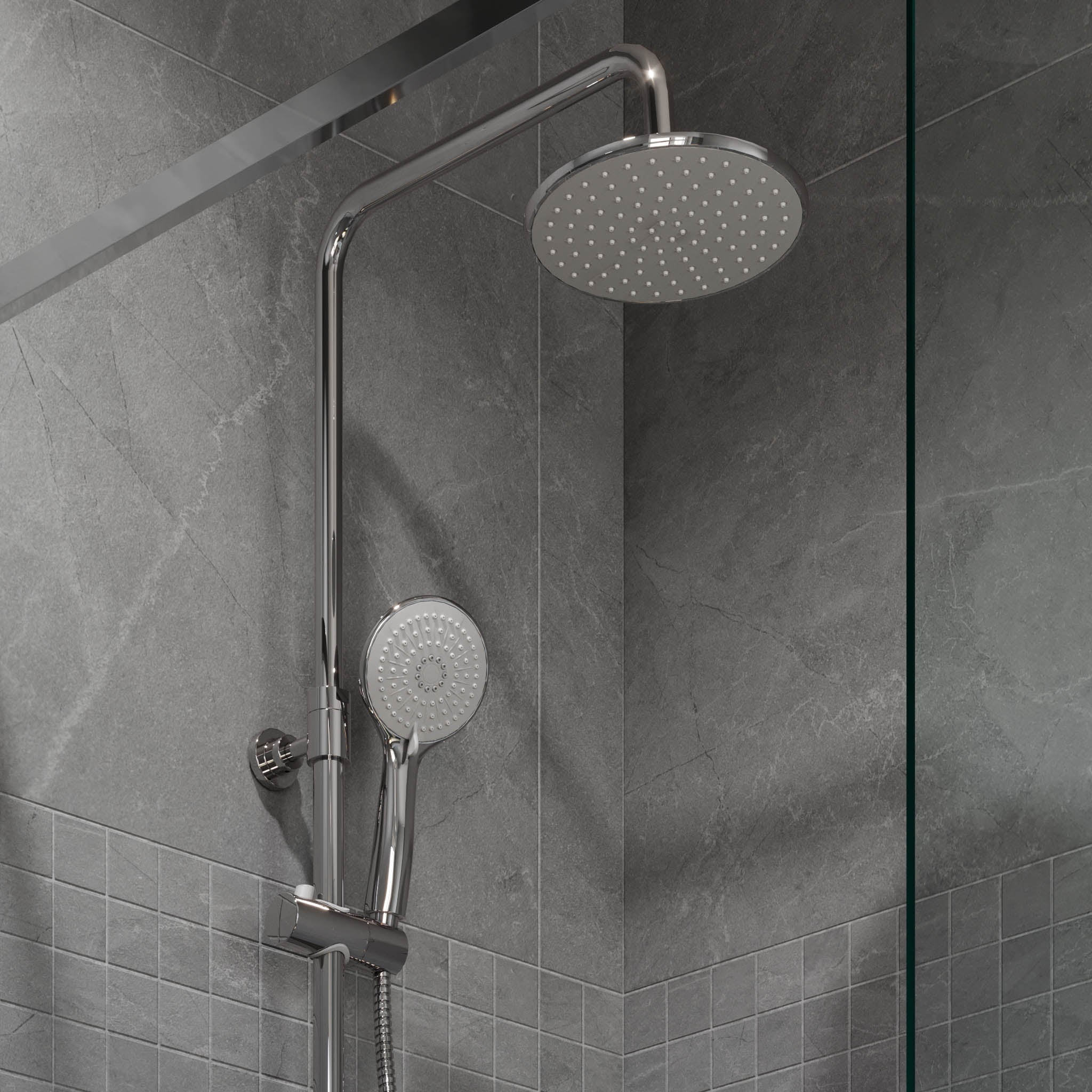 Takduschset med termostatblandare 150mm C/C - Ø200 mm takdusch, handdusch - krom - Holly - Takduschset - Holly, Shower Tube Set, Chrome - MASTERSTORE - 8595677189483 - Shower Tube Set - 31 - 150 - 17 - 60 - 02 - 8595677189483 -