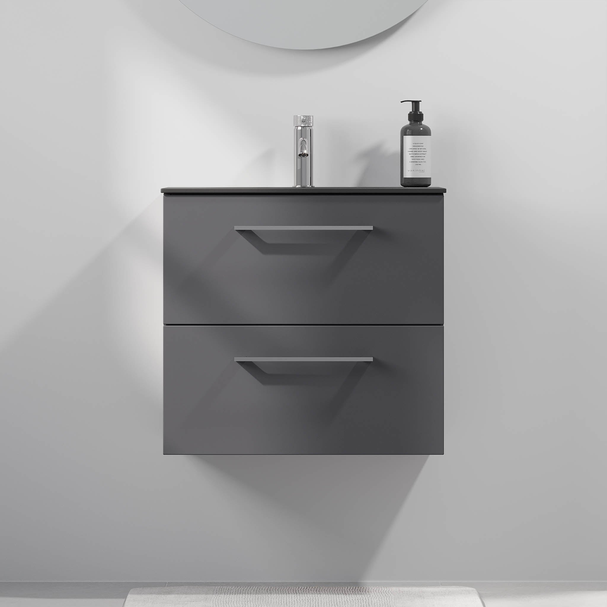Horten, Furniture Set - Basin & Cabinet, Grey Anthracite - 60 cm - MASTERSTORE - 8595677190274 - Furniture Set - Code - 75-060-73-43-40 - 8595677190274