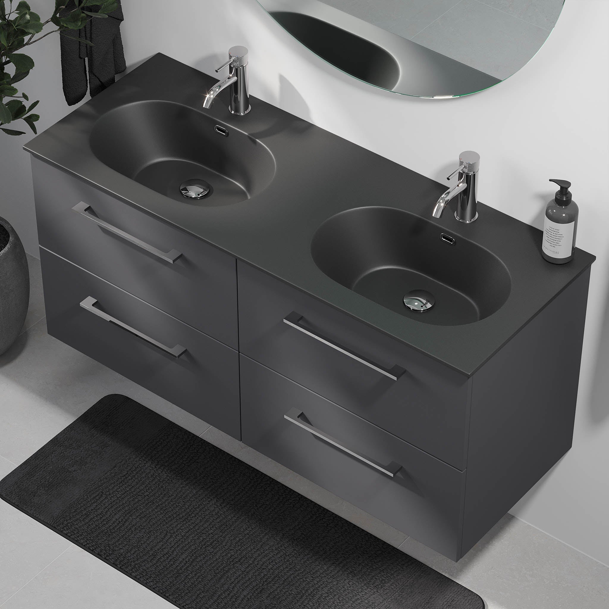 Horten, Furniture Set - Basin & Cabinet, Grey Anthracite - 80 cm - MASTERSTORE - 8595677190892 - Furniture Set - Code - 75-080-60-43-40 - 8595677190892