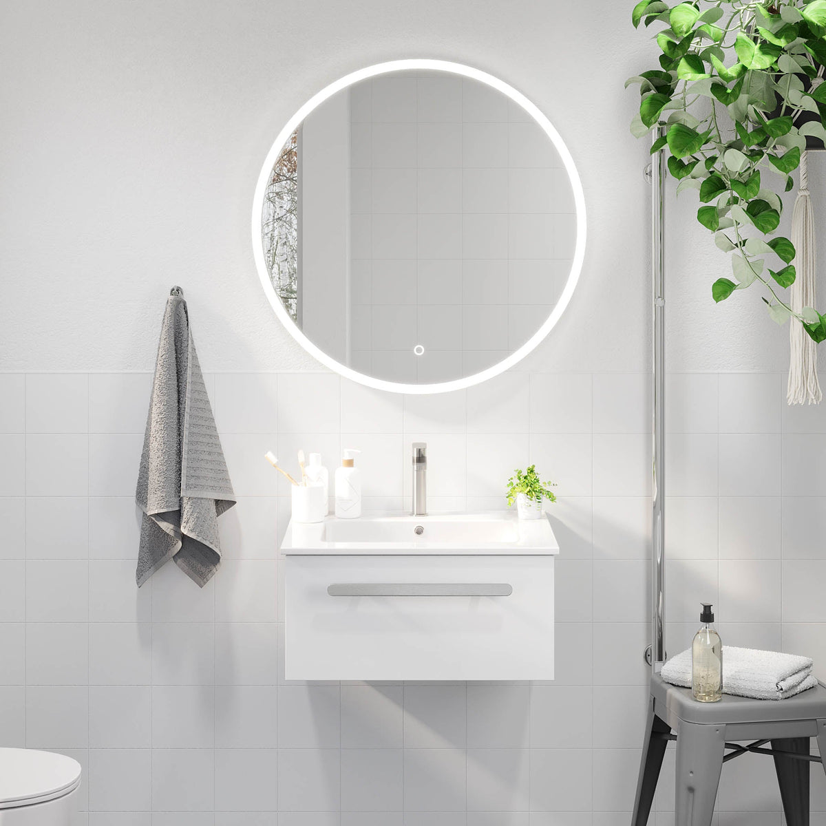 Colina, Furniture Set - Basin & Cabinet, White Mat - 80 cm - MASTERSTORE - 8595677192889 - Furniture Set - Code - 85-080-50-01-40 - 8595677192889
