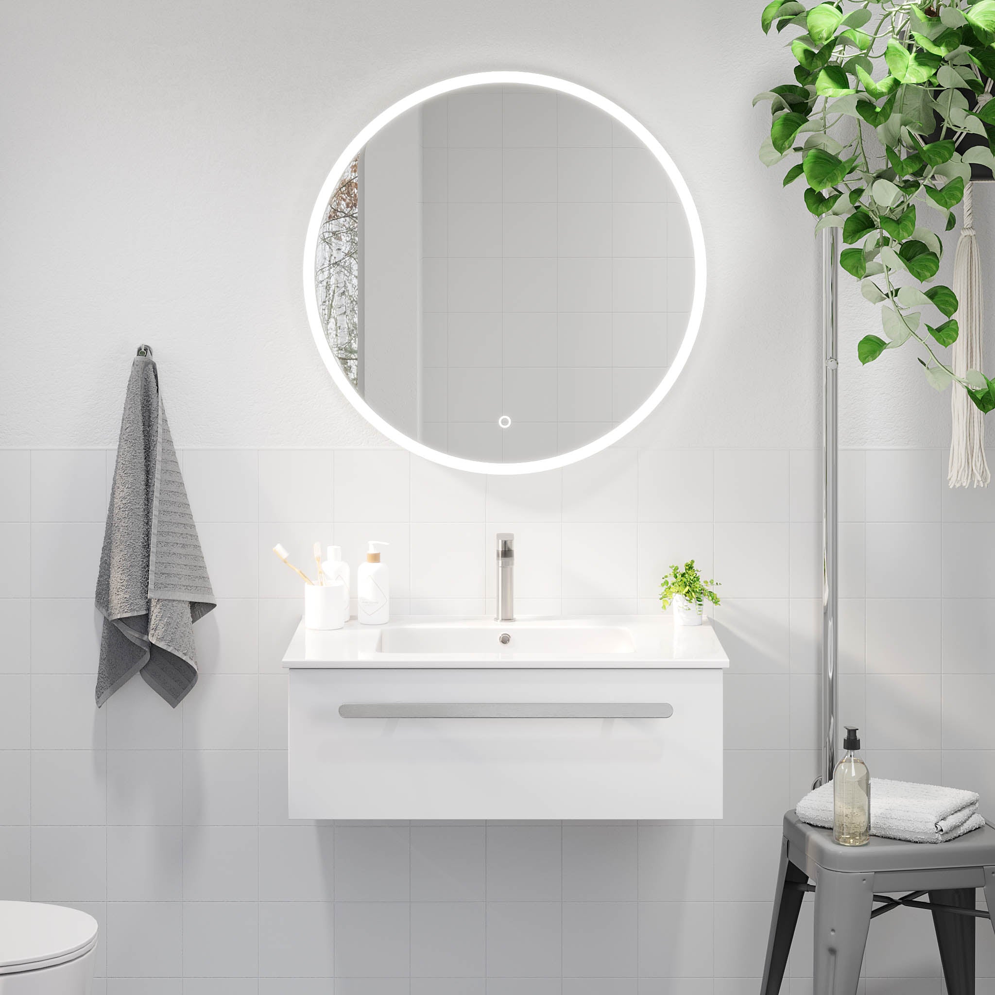 Colina, Furniture Set - Basin & Cabinet, White Mat - 80 cm - MASTERSTORE - 8595677192889 - Furniture Set - Code - 85-080-50-01-40 - 8595677192889