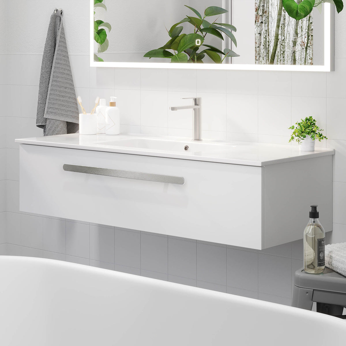 Colina, Furniture Set - Basin & Cabinet, White Mat - 80 cm - MASTERSTORE - 8595677192889 - Furniture Set - Code - 85-080-50-01-40 - 8595677192889