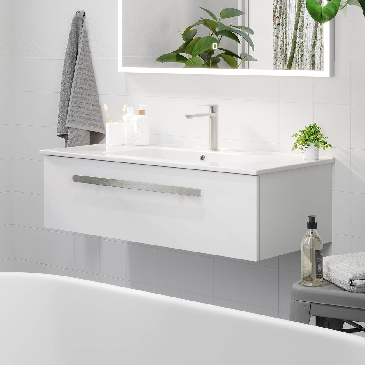 Colina, Furniture Set - Basin & Cabinet, White Mat - 80 cm - MASTERSTORE - 8595677192889 - Furniture Set - Code - 85-080-50-01-40 - 8595677192889