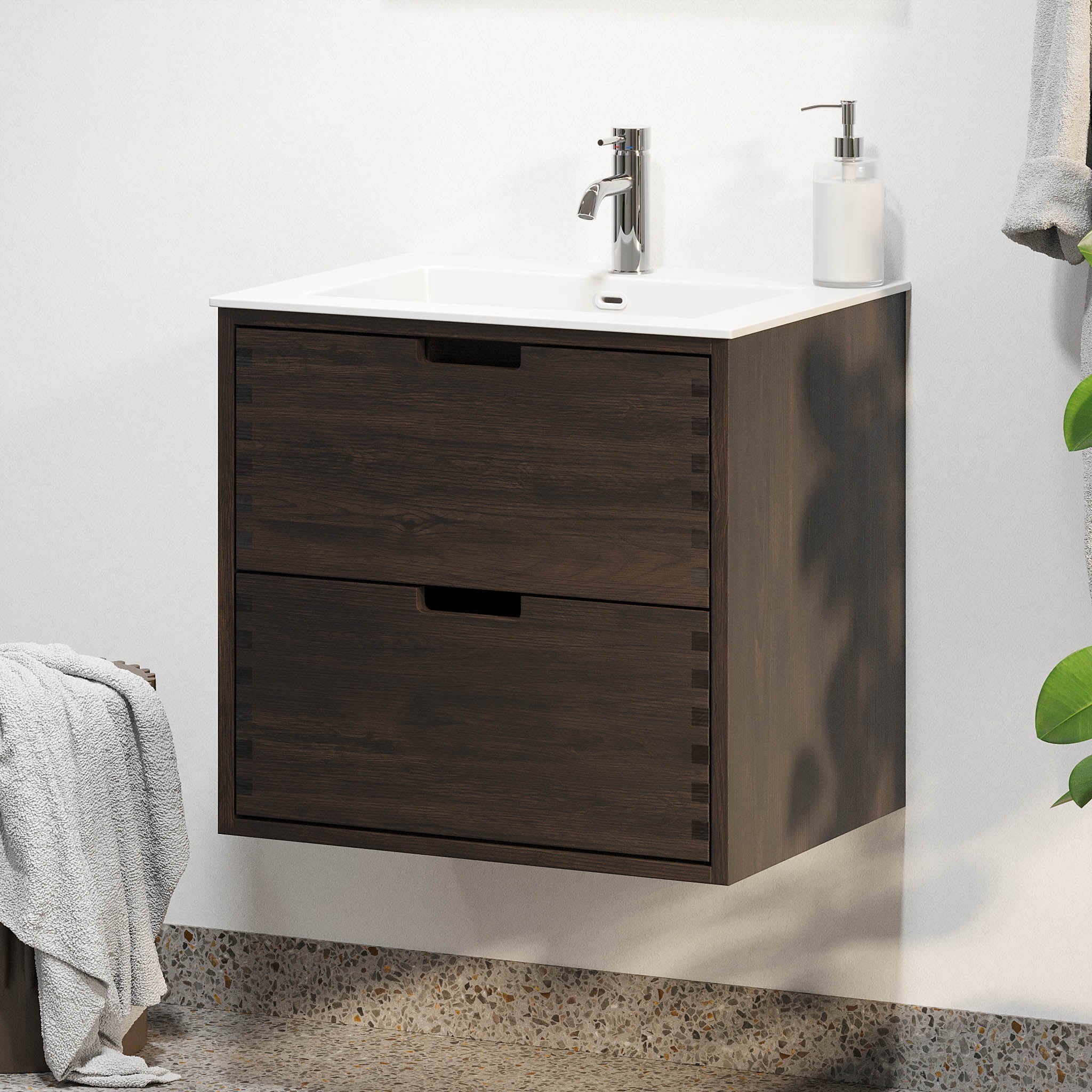 Egeskov, Furniture Set - Basin & Cabinet, Oak Black - 60 cm - MASTERSTORE - 8595677194043 - Furniture Set - Code - 96-060-52-82-40 - 8595677194043