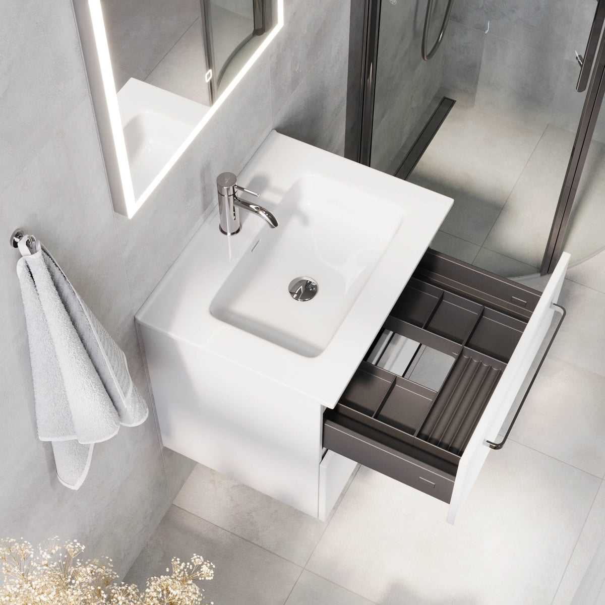 Voss, Furniture Set - Basin & Cabinet, White Mat - 60 cm - MASTERSTORE - 8595677194296 - Furniture Set - Basin & Cabinet - 70-060-54-01-60 - 8595677194296
