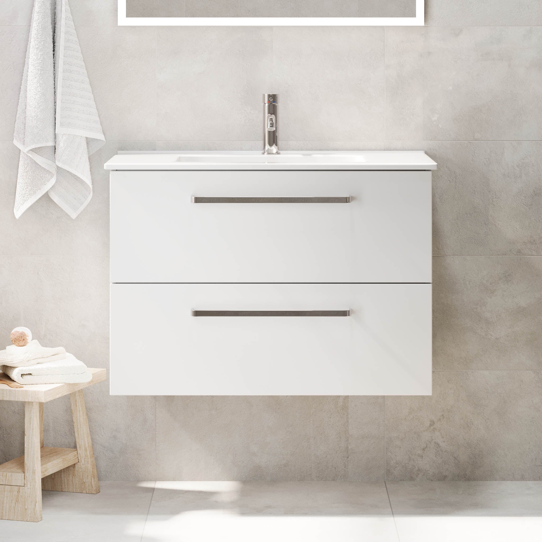 Voss, Furniture Set - Basin & Cabinet, White Mat - 80 cm - MASTERSTORE - 8595677194302 - Furniture Set - Basin & Cabinet - 70-080-54-01-60 - 8595677194302