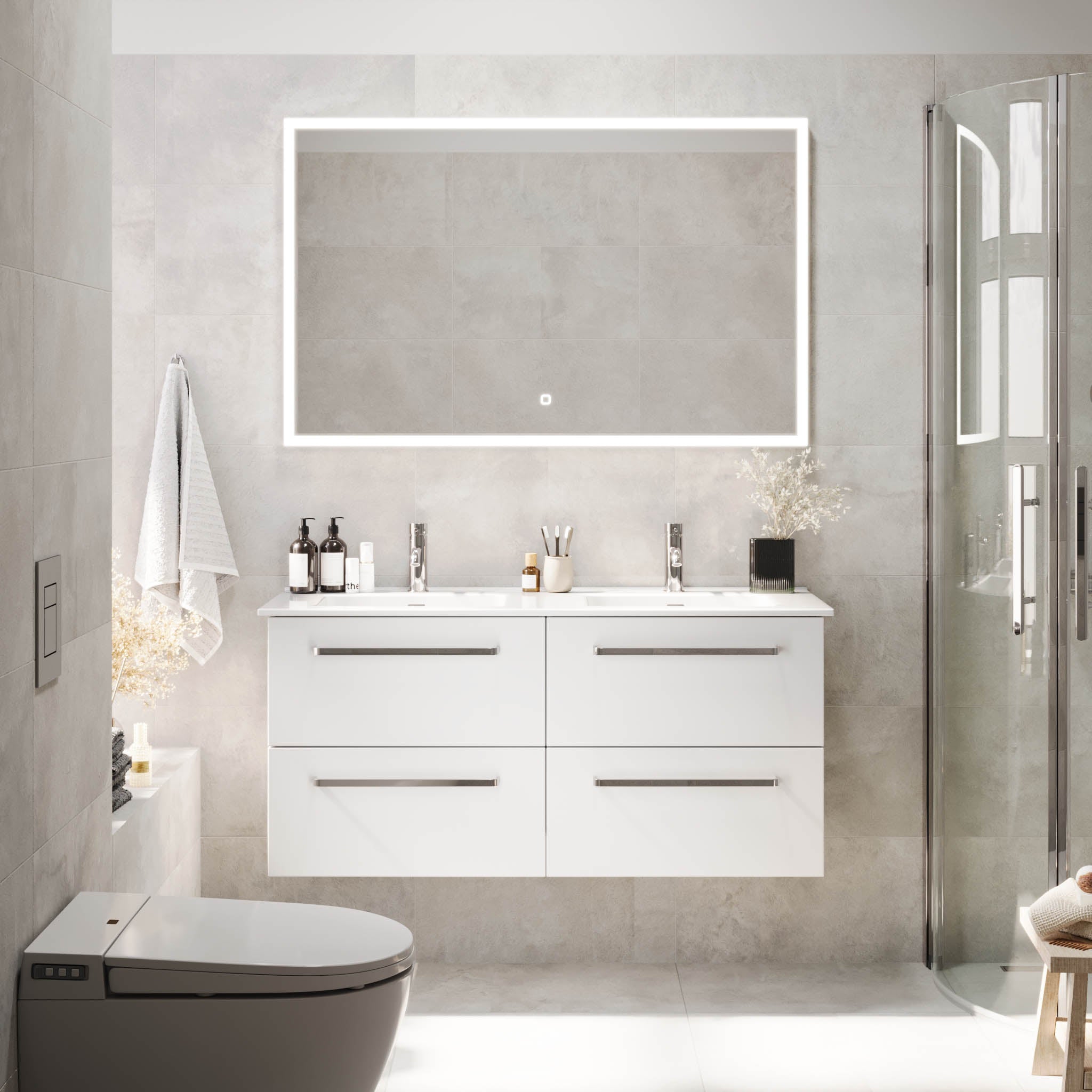Voss, Furniture Set - Basin & Cabinet, White Mat - 80 cm - MASTERSTORE - 8595677194302 - Furniture Set - Basin & Cabinet - 70-080-54-01-60 - 8595677194302