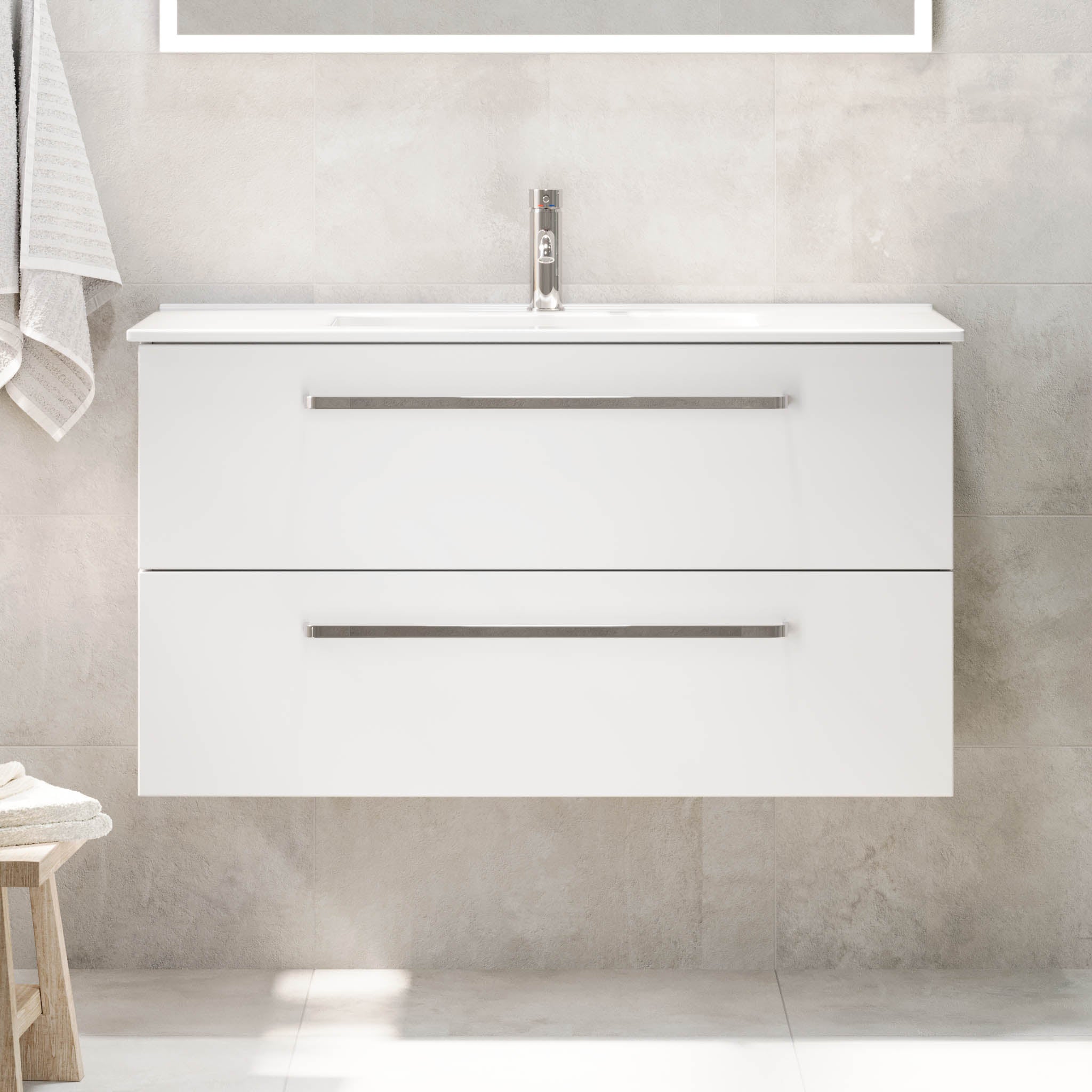 Voss, Furniture Set - Basin & Cabinet, White Mat - 80 cm - MASTERSTORE - 8595677194302 - Furniture Set - Basin & Cabinet - 70-080-54-01-60 - 8595677194302