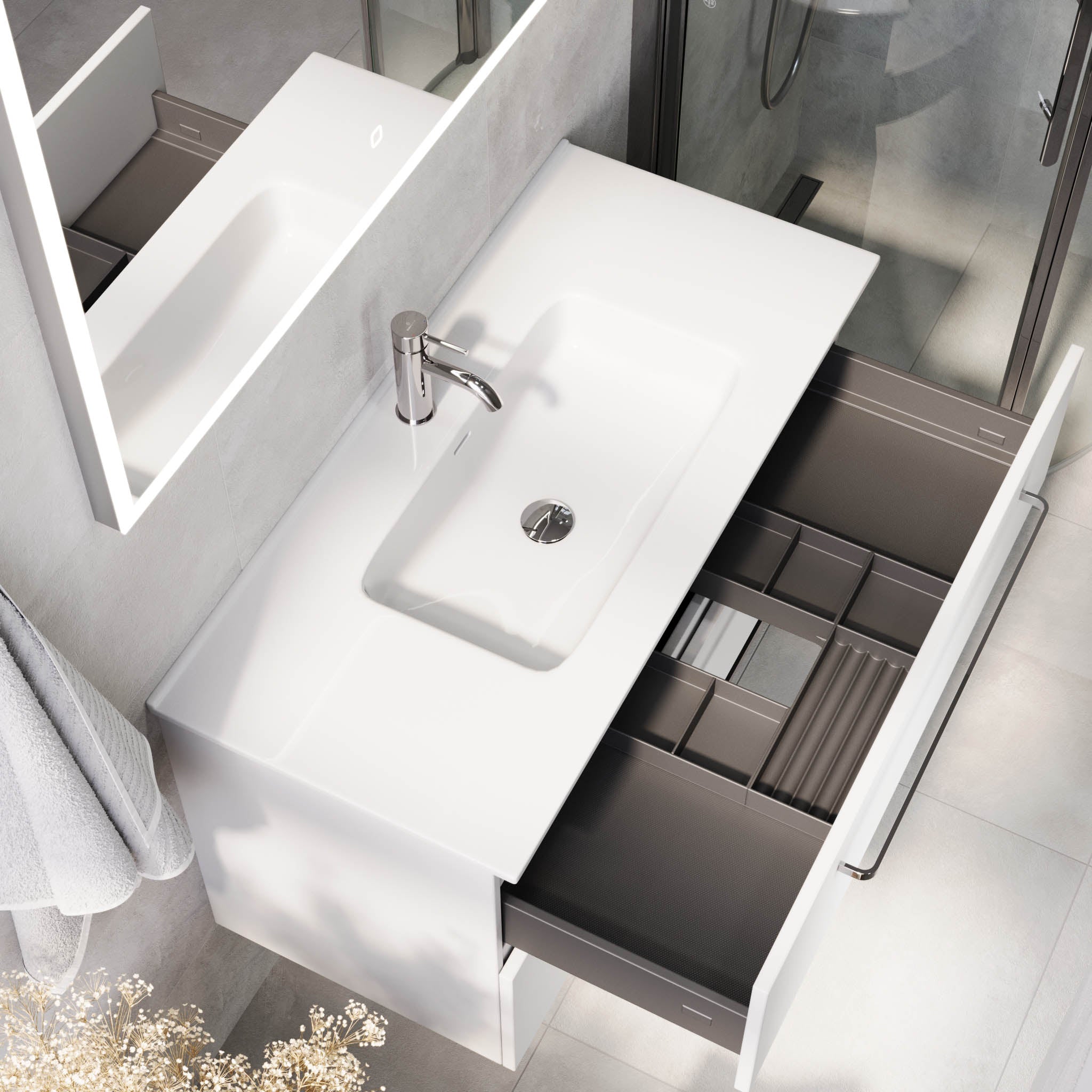 Voss, Furniture Set - Basin & Cabinet, White Mat - 80 cm - MASTERSTORE - 8595677194302 - Furniture Set - Basin & Cabinet - 70-080-54-01-60 - 8595677194302