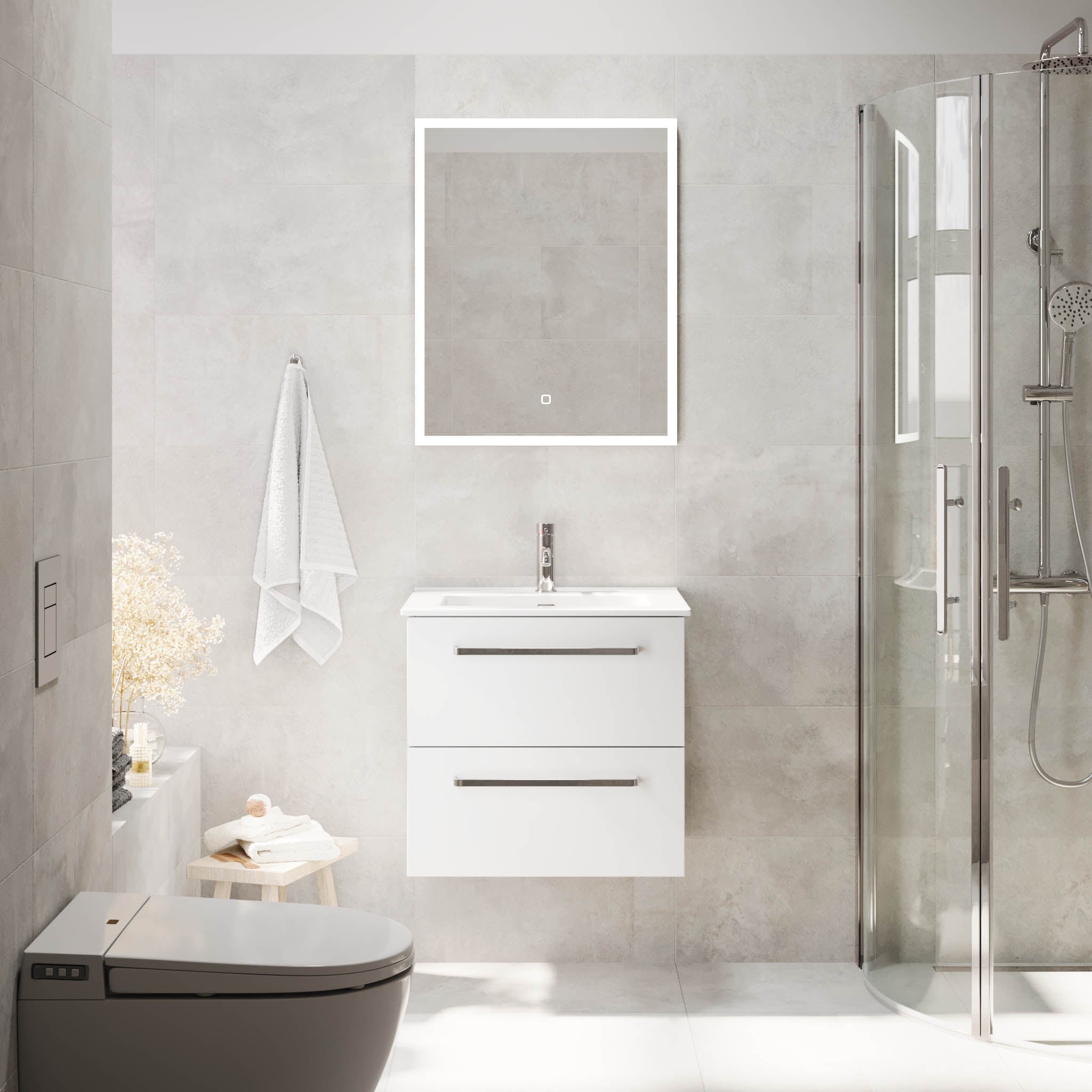 Voss, Furniture Set - Basin & Cabinet, White Mat - 80 cm - MASTERSTORE - 8595677194302 - Furniture Set - Basin & Cabinet - 70-080-54-01-60 - 8595677194302
