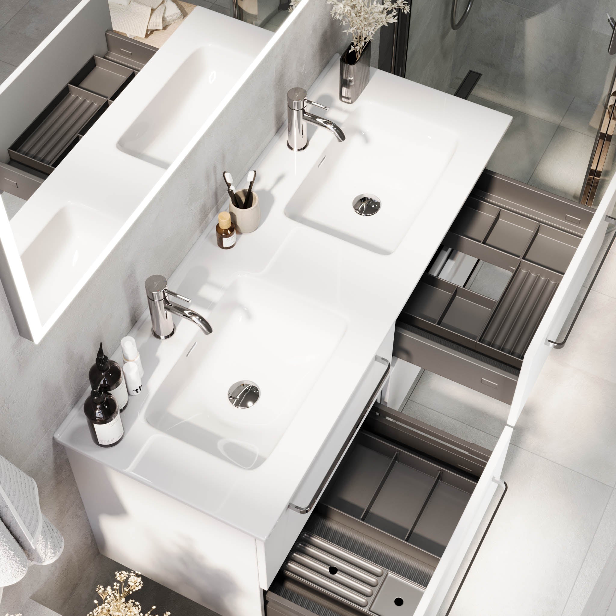 Voss, Furniture Set - Basin & Cabinet, White Mat - 80 cm - MASTERSTORE - 8595677194302 - Furniture Set - Basin & Cabinet - 70-080-54-01-60 - 8595677194302