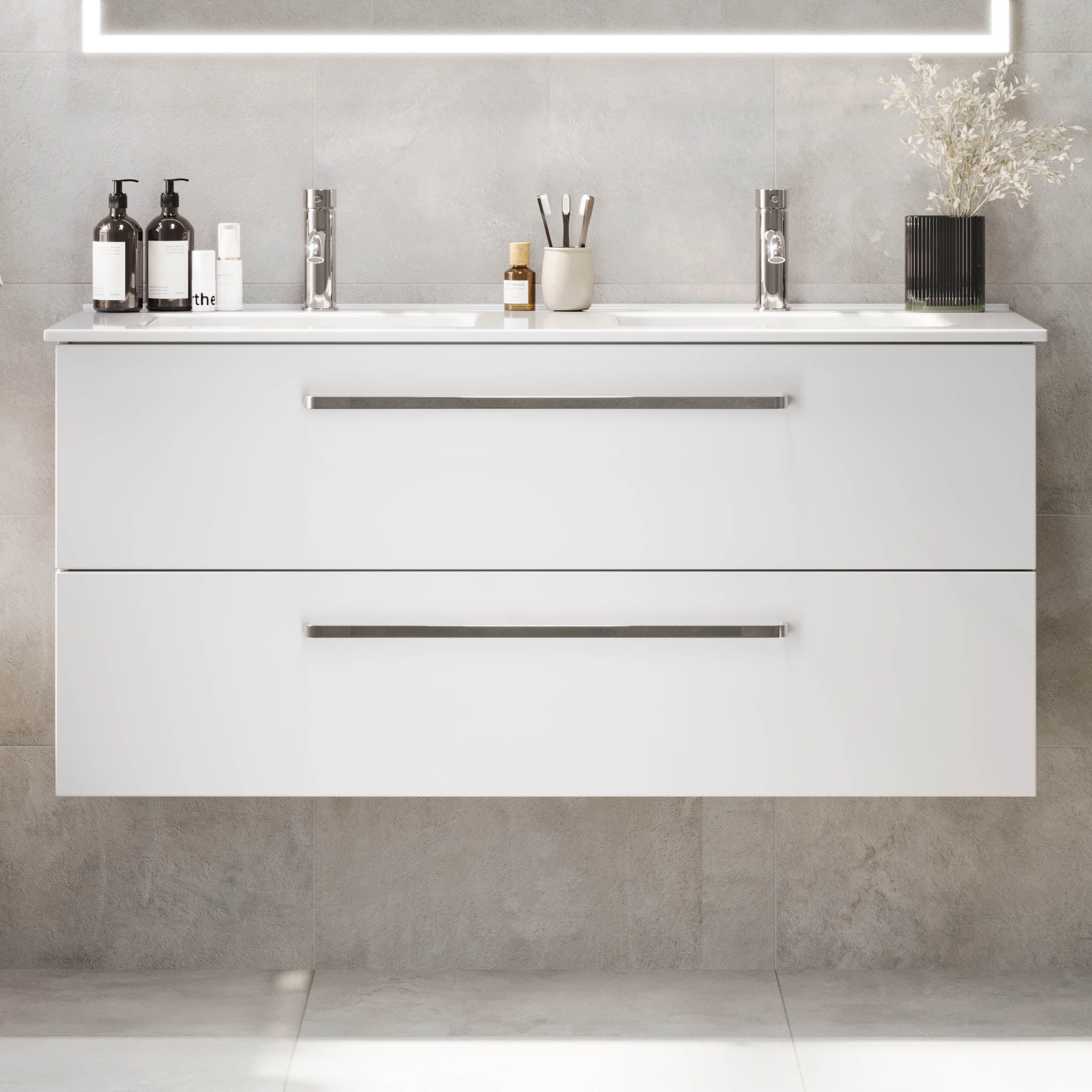 Voss, Furniture Set - Basin & Cabinet, White Mat - 80 cm - MASTERSTORE - 8595677194302 - Furniture Set - Basin & Cabinet - 70-080-54-01-60 - 8595677194302