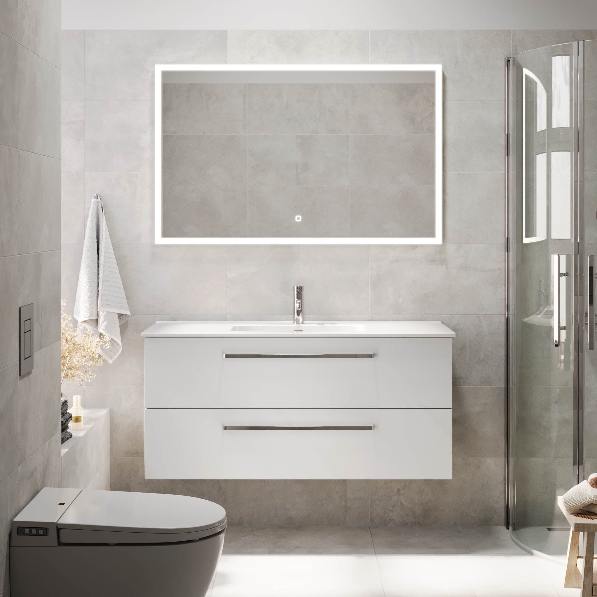 Voss, Furniture Set - Basin & Cabinet, White Mat - 80 cm - MASTERSTORE - 8595677194302 - Furniture Set - Basin & Cabinet - 70-080-54-01-60 - 8595677194302