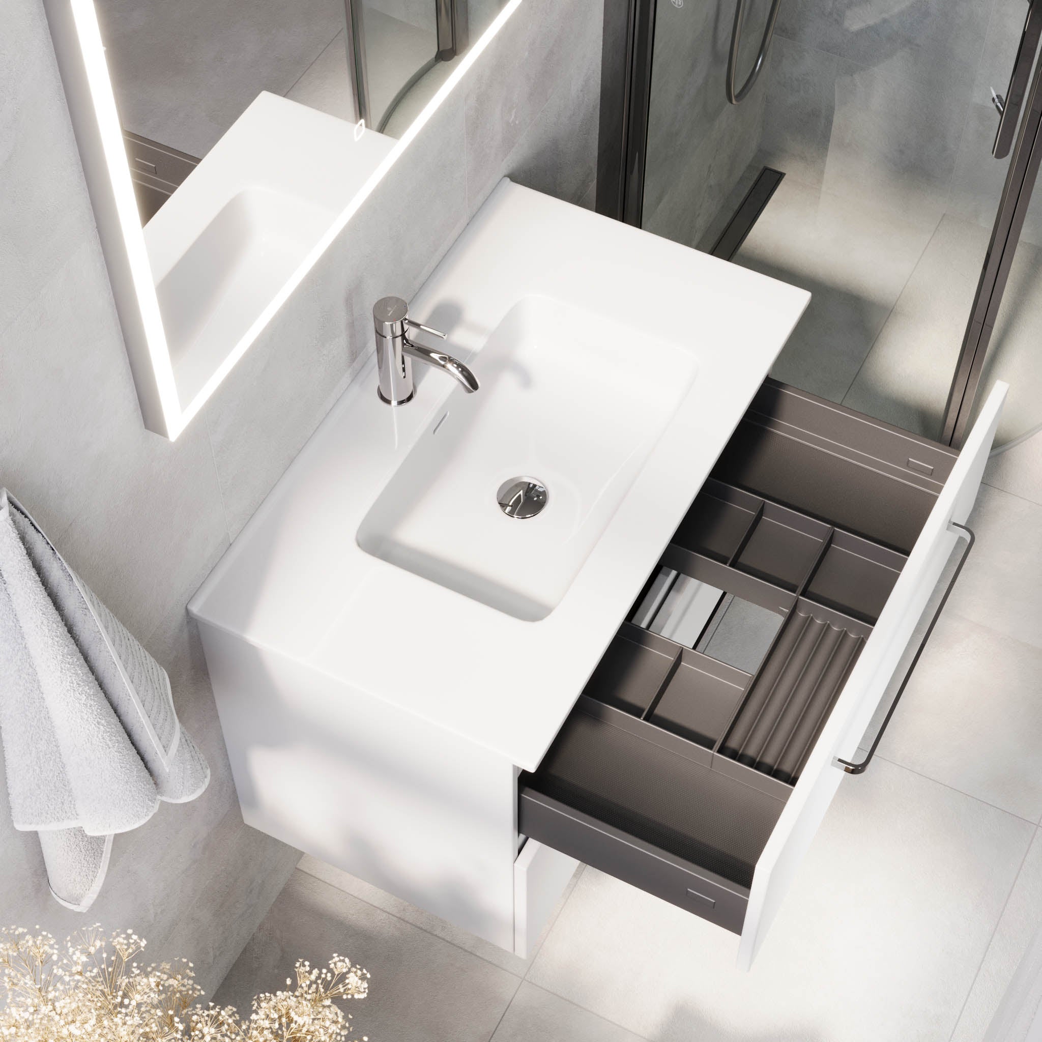 Voss, Furniture Set - Basin & Cabinet, White Mat - 80 cm - MASTERSTORE - 8595677194302 - Furniture Set - Basin & Cabinet - 70-080-54-01-60 - 8595677194302