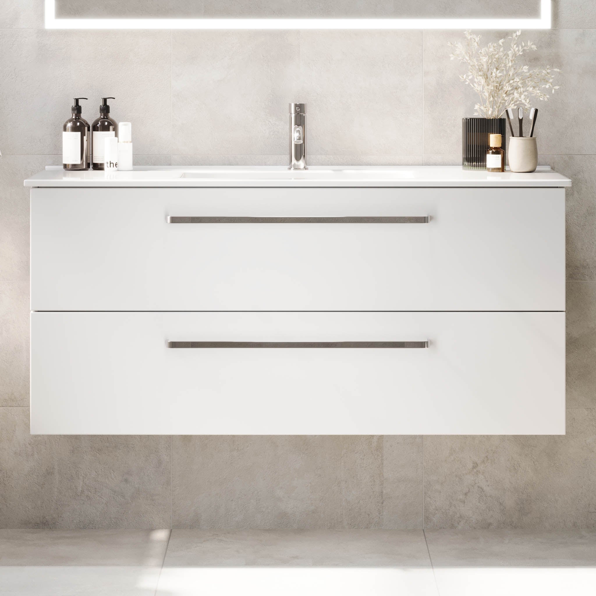 Voss, Furniture Set - Basin & Cabinet, White Mat - 120 cm - MASTERSTORE - 8595677194326 - Furniture Set - Basin & Cabinet - 70-120-54-01-60 - 8595677194326