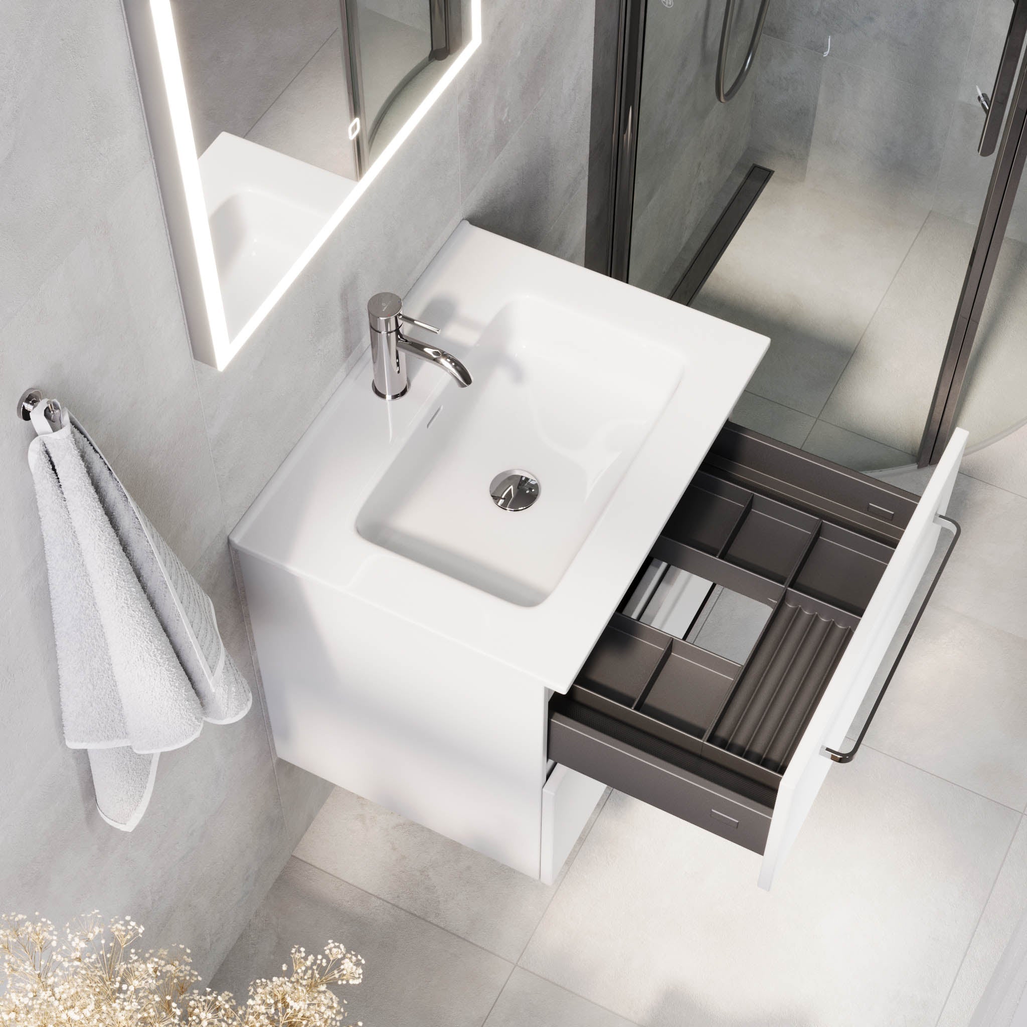 Voss, Furniture Set - Basin & Cabinet, White Mat - 120 cm - MASTERSTORE - 8595677194340 - Furniture Set - Basin & Cabinet - 70-120-54-01-62 - 8595677194340