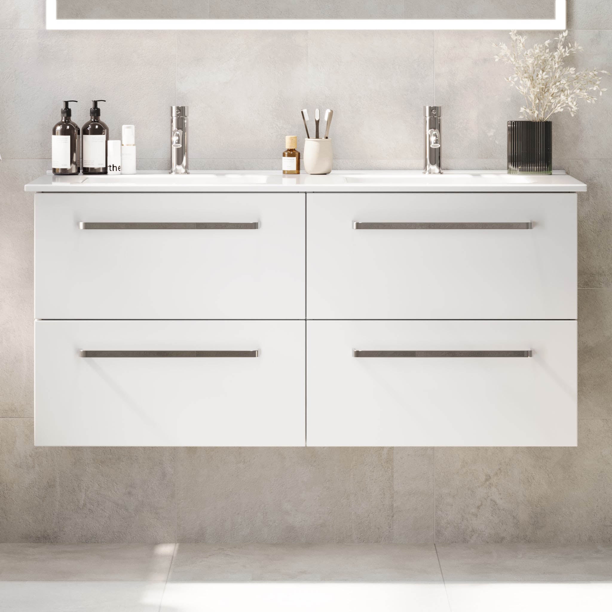 Voss, Furniture Set - Basin & Cabinet, White Mat - 120 cm - MASTERSTORE - 8595677194340 - Furniture Set - Basin & Cabinet - 70-120-54-01-62 - 8595677194340