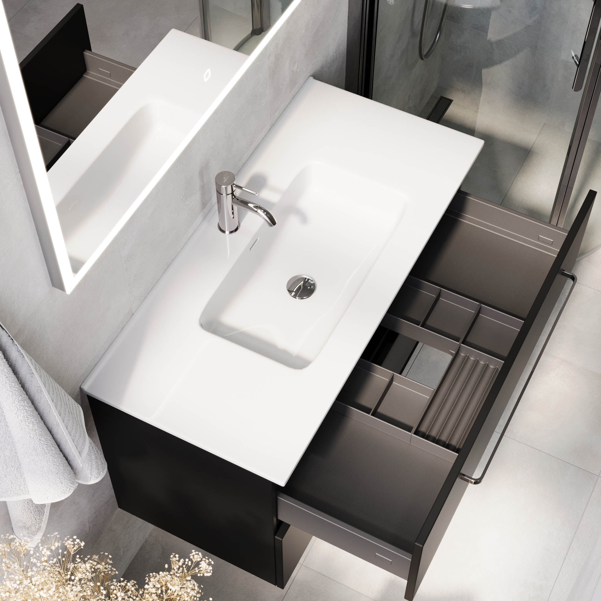 Voss, Furniture Set - Basin & Cabinet, Black Mat - 60 cm - MASTERSTORE - 8595677194357 - Furniture Set - Basin & Cabinet - 70-060-54-02-60 - 8595677194357