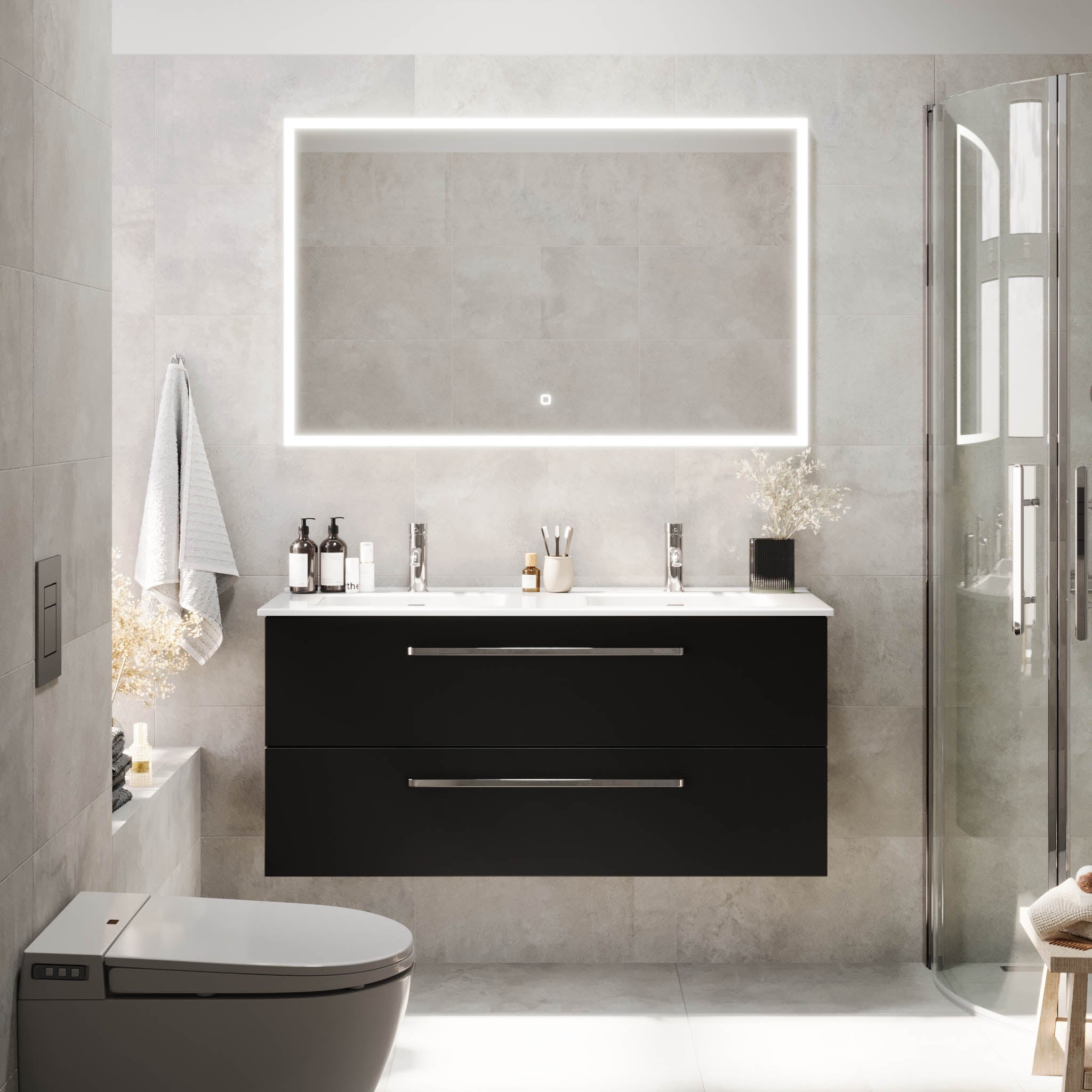 Voss, Furniture Set - Basin & Cabinet, Black Mat - 60 cm - MASTERSTORE - 8595677194357 - Furniture Set - Basin & Cabinet - 70-060-54-02-60 - 8595677194357