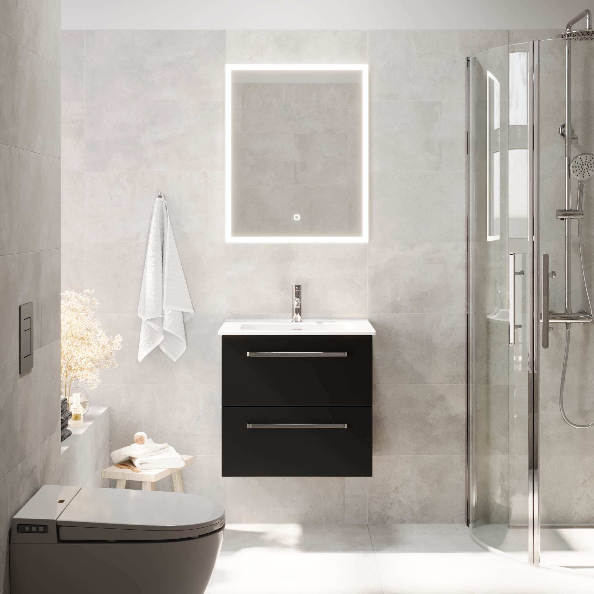 Voss, Furniture Set - Basin & Cabinet, Black Mat - 60 cm - MASTERSTORE - 8595677194357 - Furniture Set - Basin & Cabinet - 70-060-54-02-60 - 8595677194357
