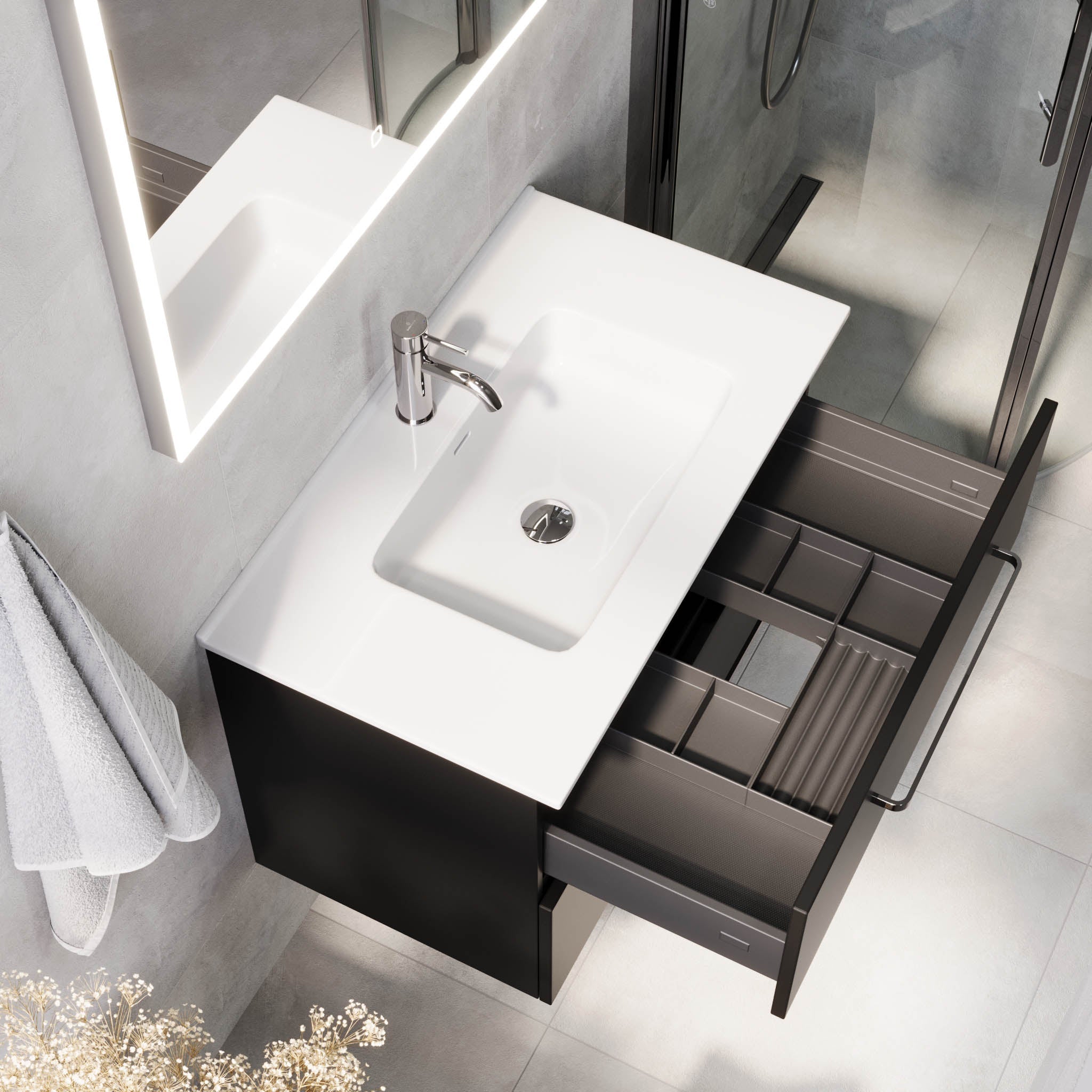 Voss, Furniture Set - Basin & Cabinet, Black Mat - 60 cm - MASTERSTORE - 8595677194357 - Furniture Set - Basin & Cabinet - 70-060-54-02-60 - 8595677194357