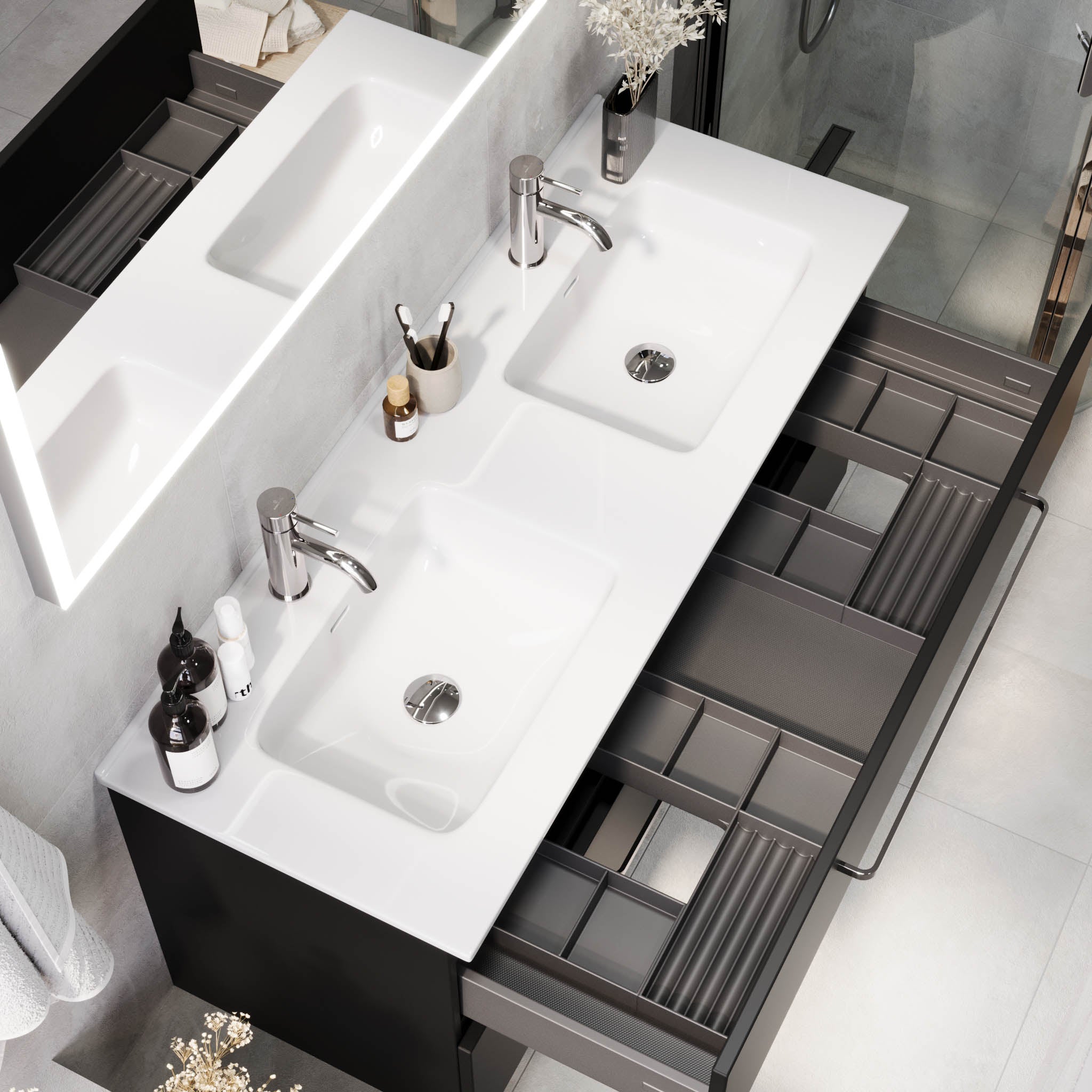 Voss, Furniture Set - Basin & Cabinet, Black Mat - 60 cm - MASTERSTORE - 8595677194357 - Furniture Set - Basin & Cabinet - 70-060-54-02-60 - 8595677194357