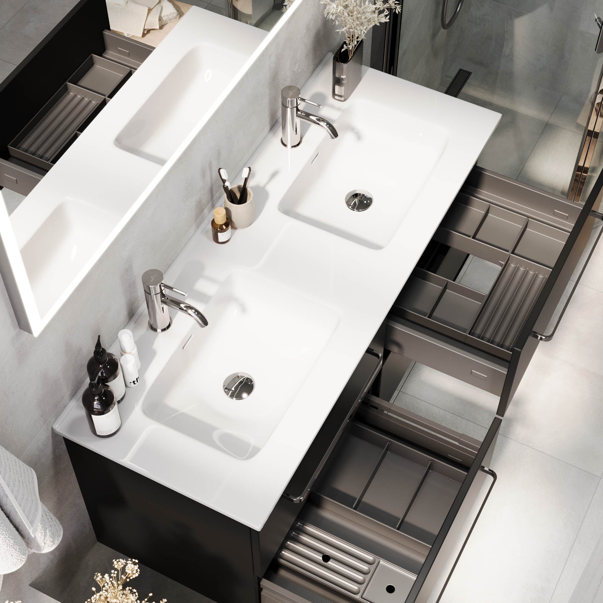 Voss, Furniture Set - Basin & Cabinet, Black Mat - 60 cm - MASTERSTORE - 8595677194357 - Furniture Set - Basin & Cabinet - 70-060-54-02-60 - 8595677194357