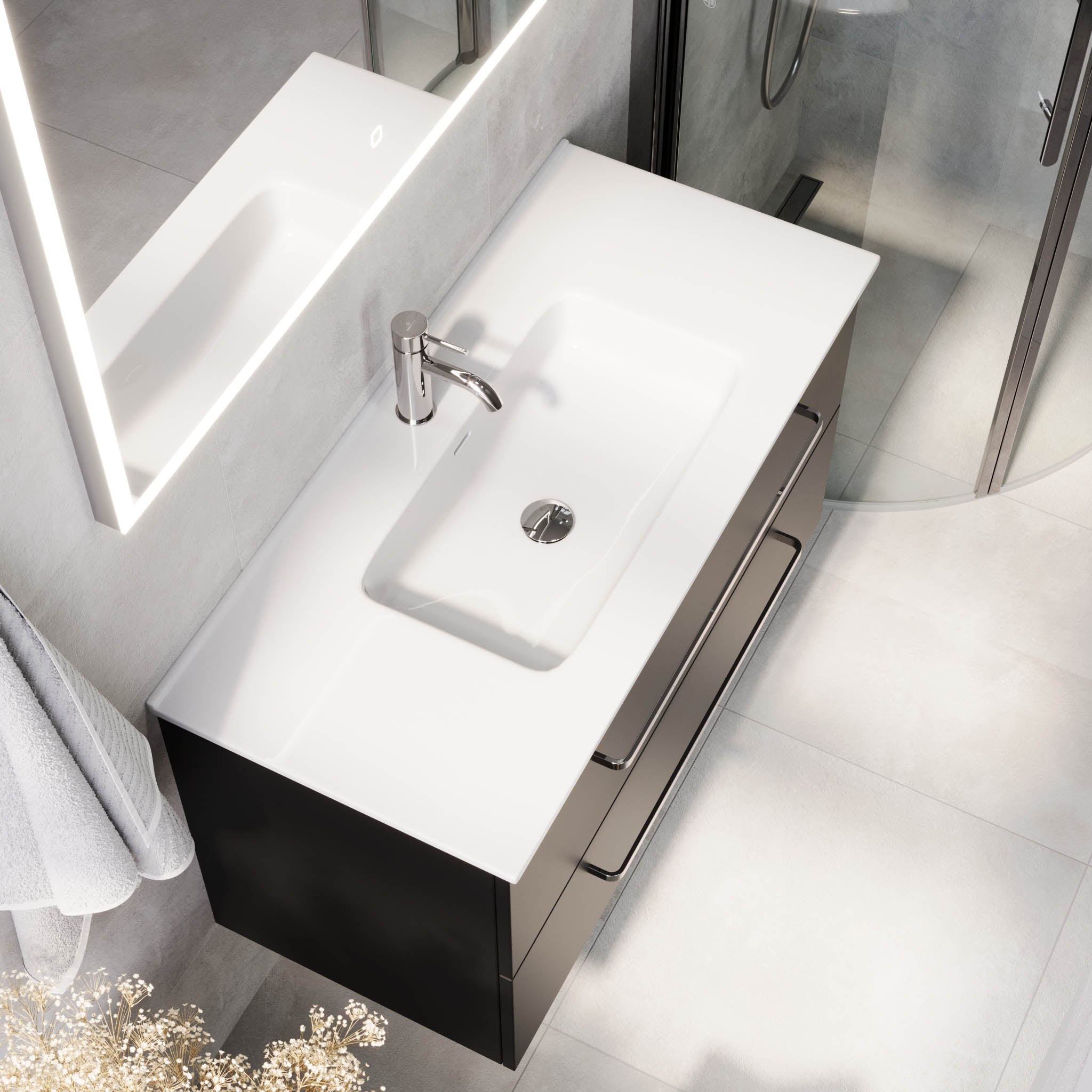 Voss, Furniture Set - Basin & Cabinet, Black Mat - 60 cm - MASTERSTORE - 8595677194357 - Furniture Set - Basin & Cabinet - 70-060-54-02-60 - 8595677194357