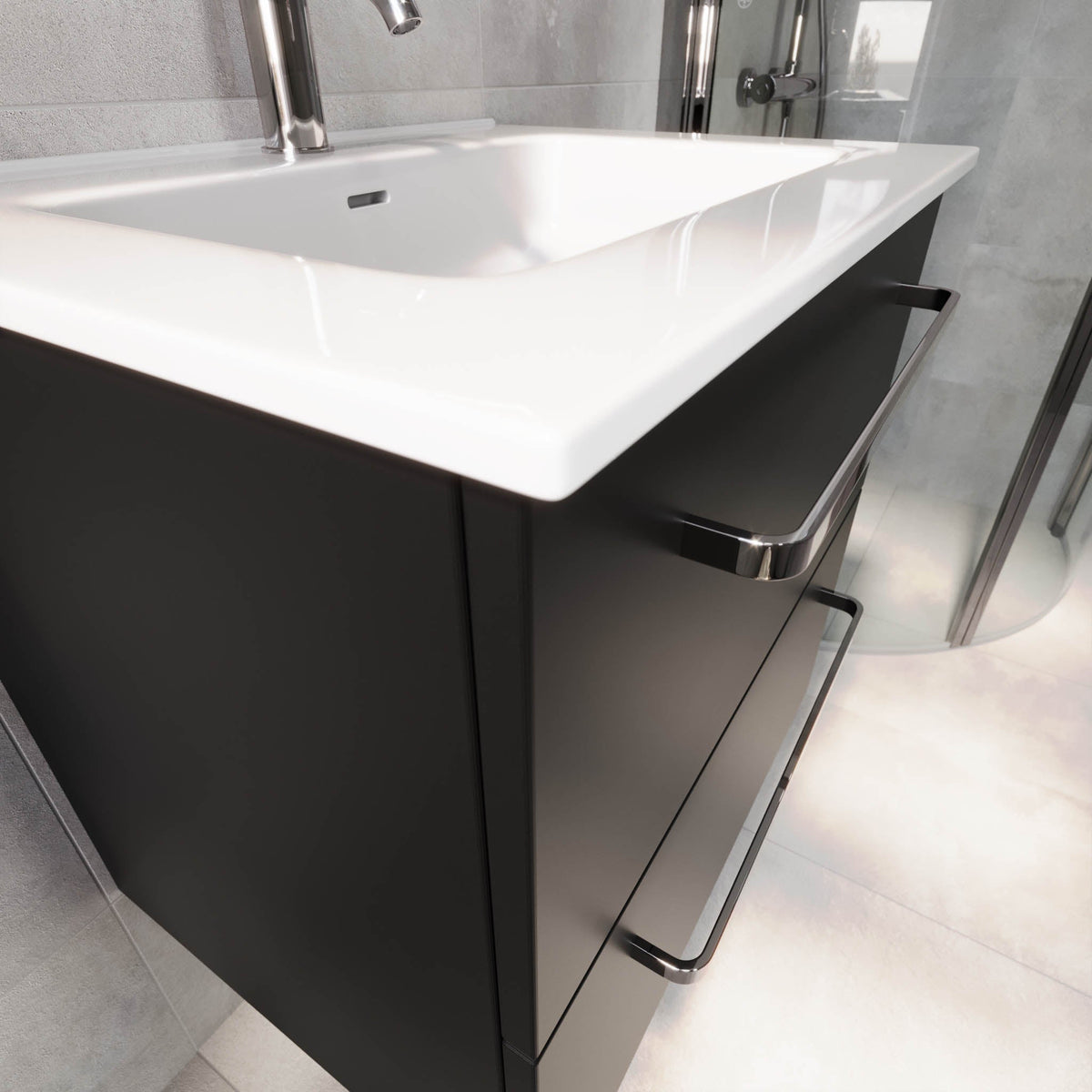 Voss, Furniture Set - Basin & Cabinet, Black Mat - 80 cm - MASTERSTORE - 8595677194364 - Furniture Set - Basin & Cabinet - 70-080-54-02-60 - 8595677194364