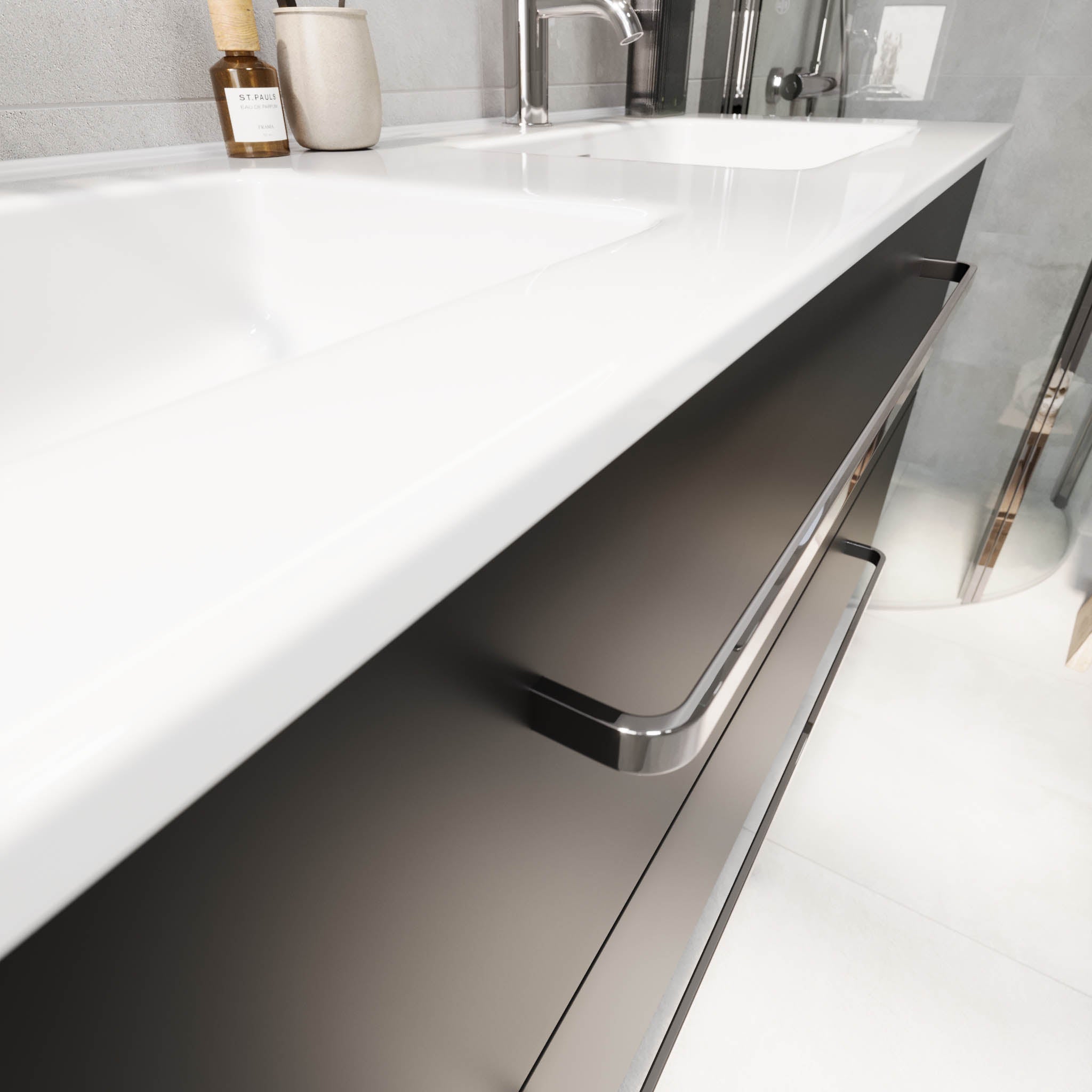 Voss, Furniture Set - Basin & Cabinet, Black Mat - 100 cm - MASTERSTORE - 8595677194371 - Furniture Set - Basin & Cabinet - 70-100-54-02-60 - 8595677194371