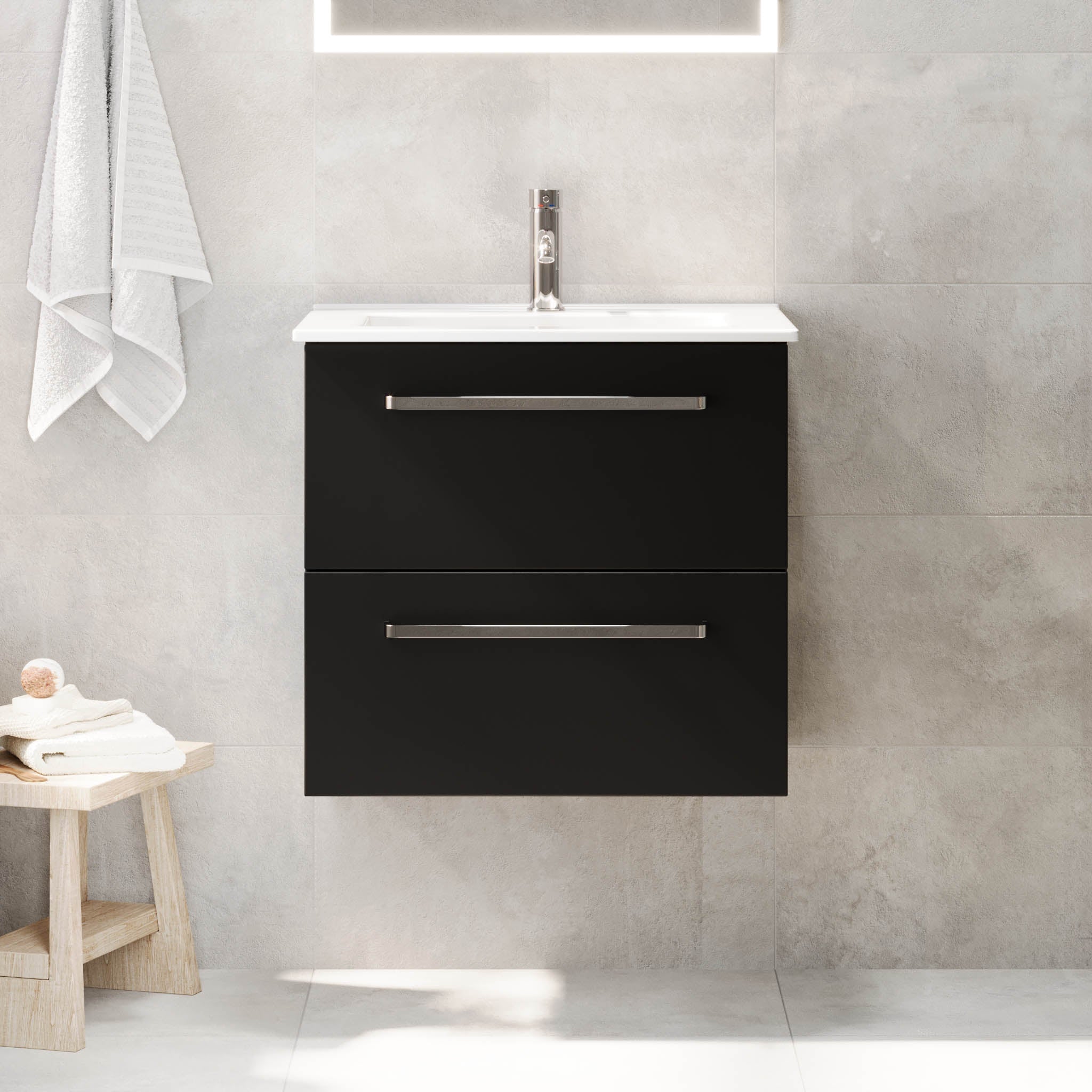 Voss, Furniture Set - Basin & Cabinet, Black Mat - 100 cm - MASTERSTORE - 8595677194371 - Furniture Set - Basin & Cabinet - 70-100-54-02-60 - 8595677194371