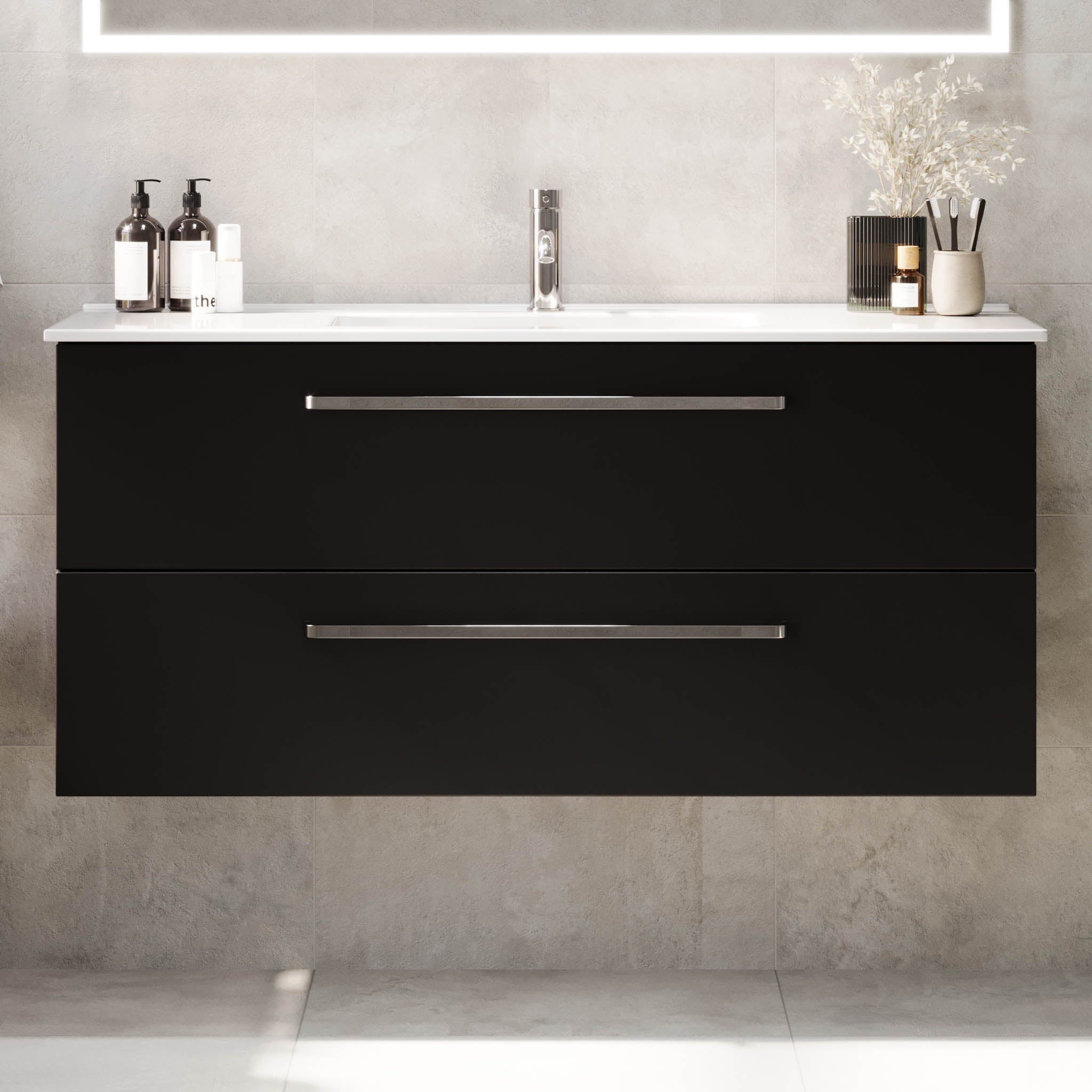 Voss, Furniture Set - Basin & Cabinet, Black Mat - 120 cm - MASTERSTORE - 8595677194388 - Furniture Set - Basin & Cabinet - 70-120-54-02-60 - 8595677194388